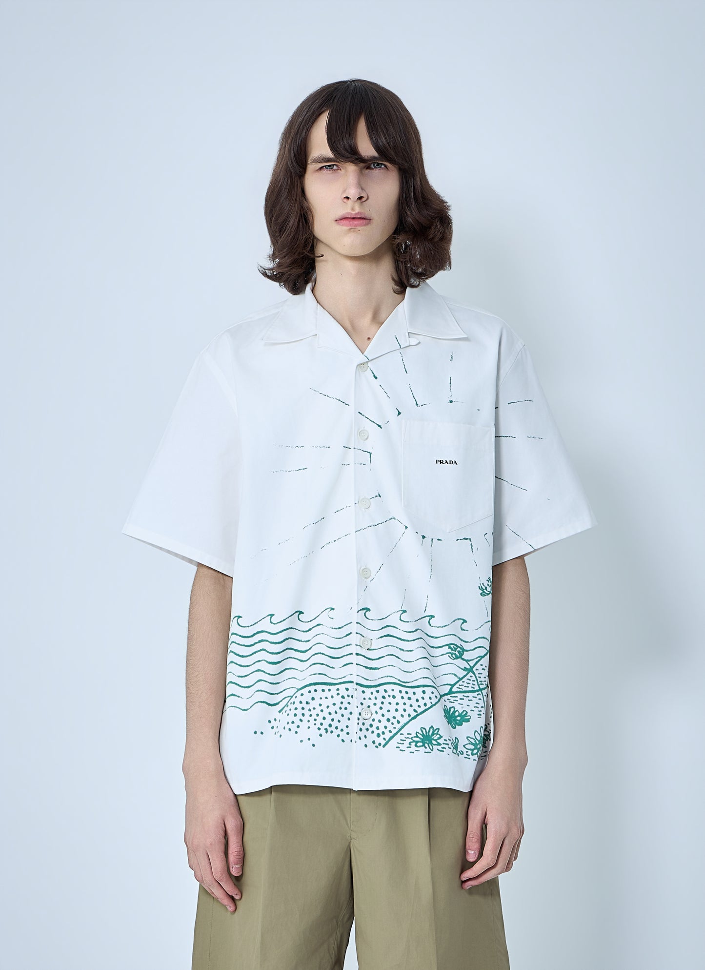 Prada Men Wave-Print Oversized Shirt PRADA