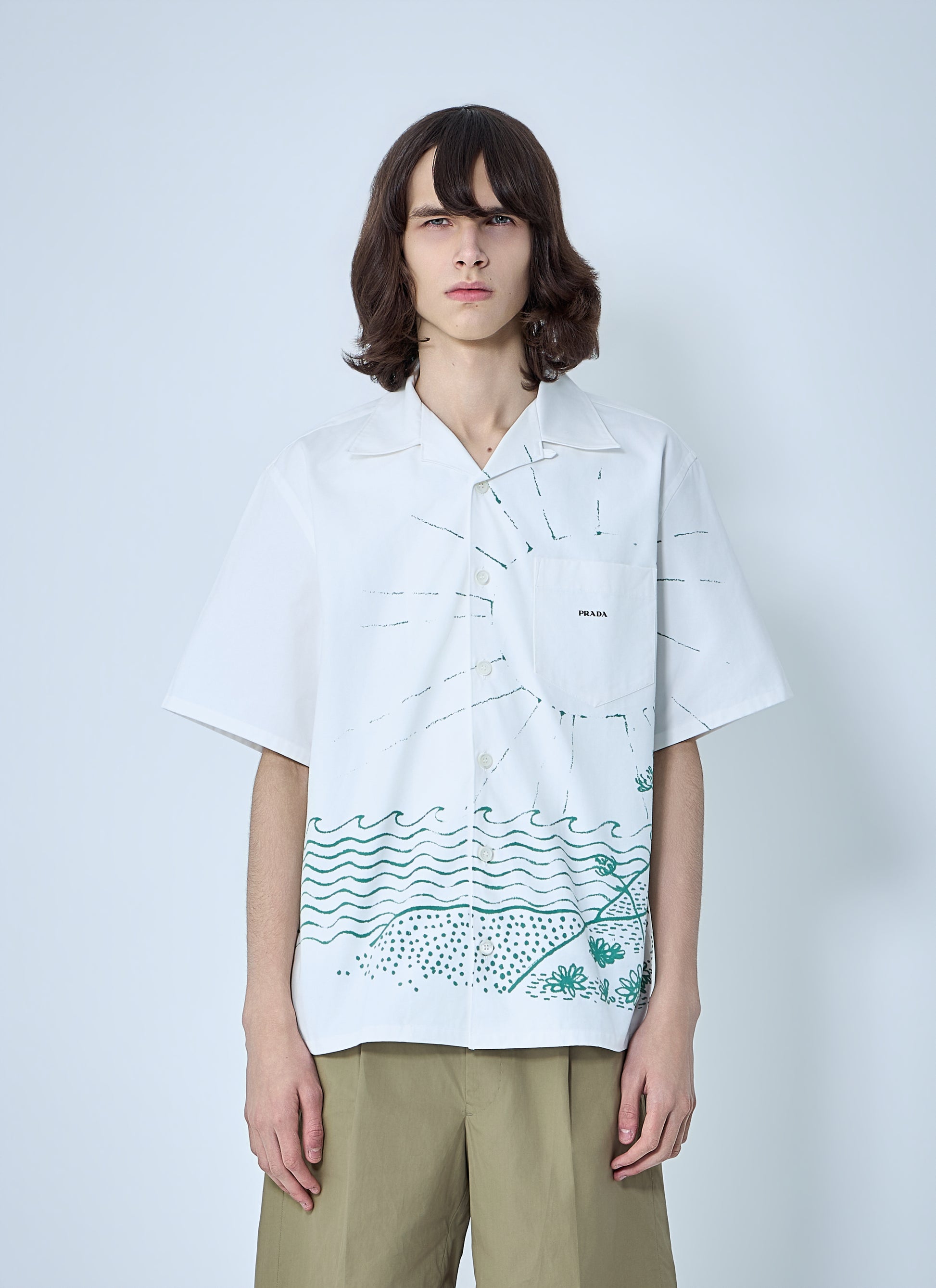 Prada Men Wave-Print Oversized Shirt PRADA