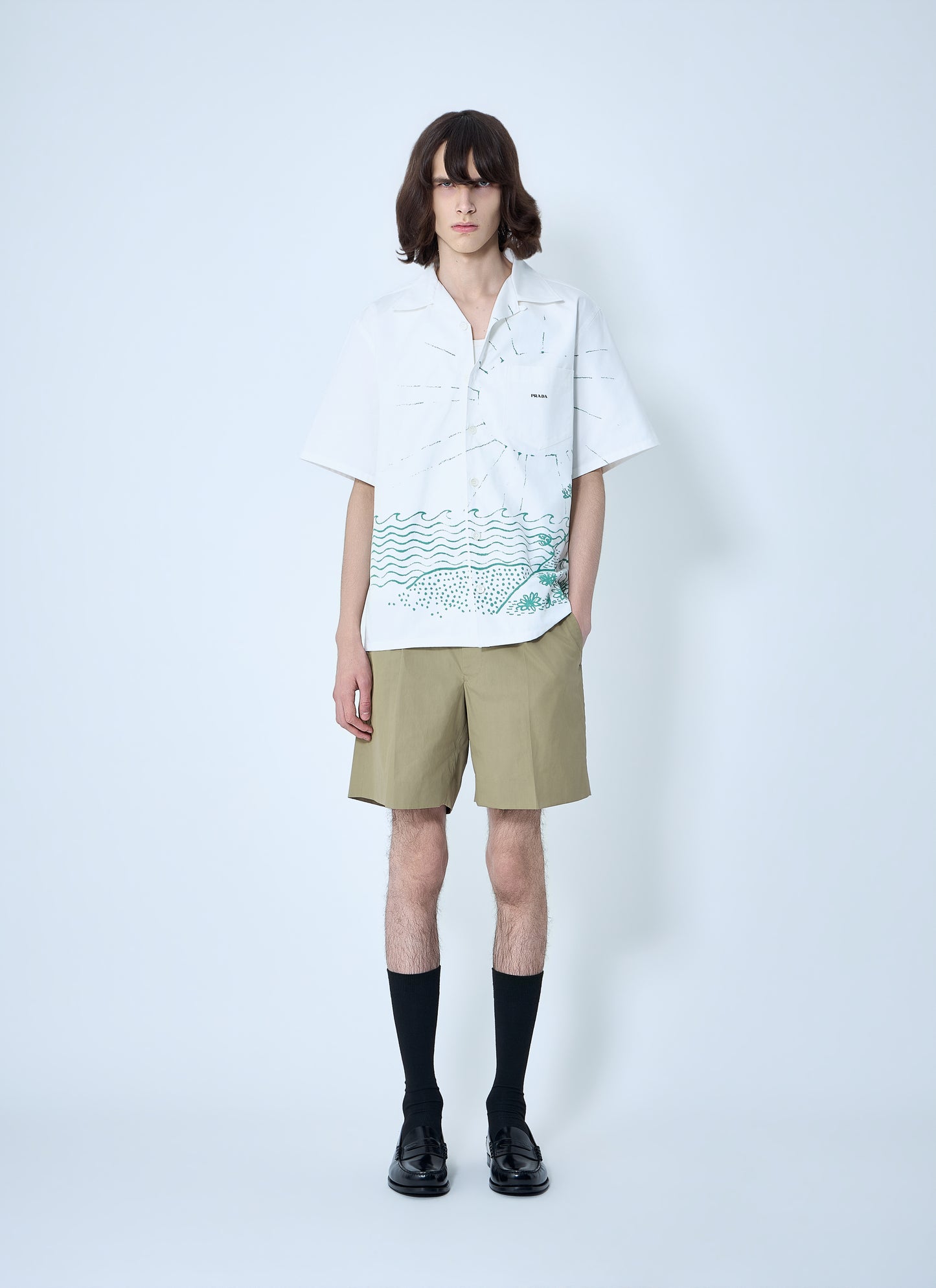 Prada Men Wave-Print Oversized Shirt PRADA