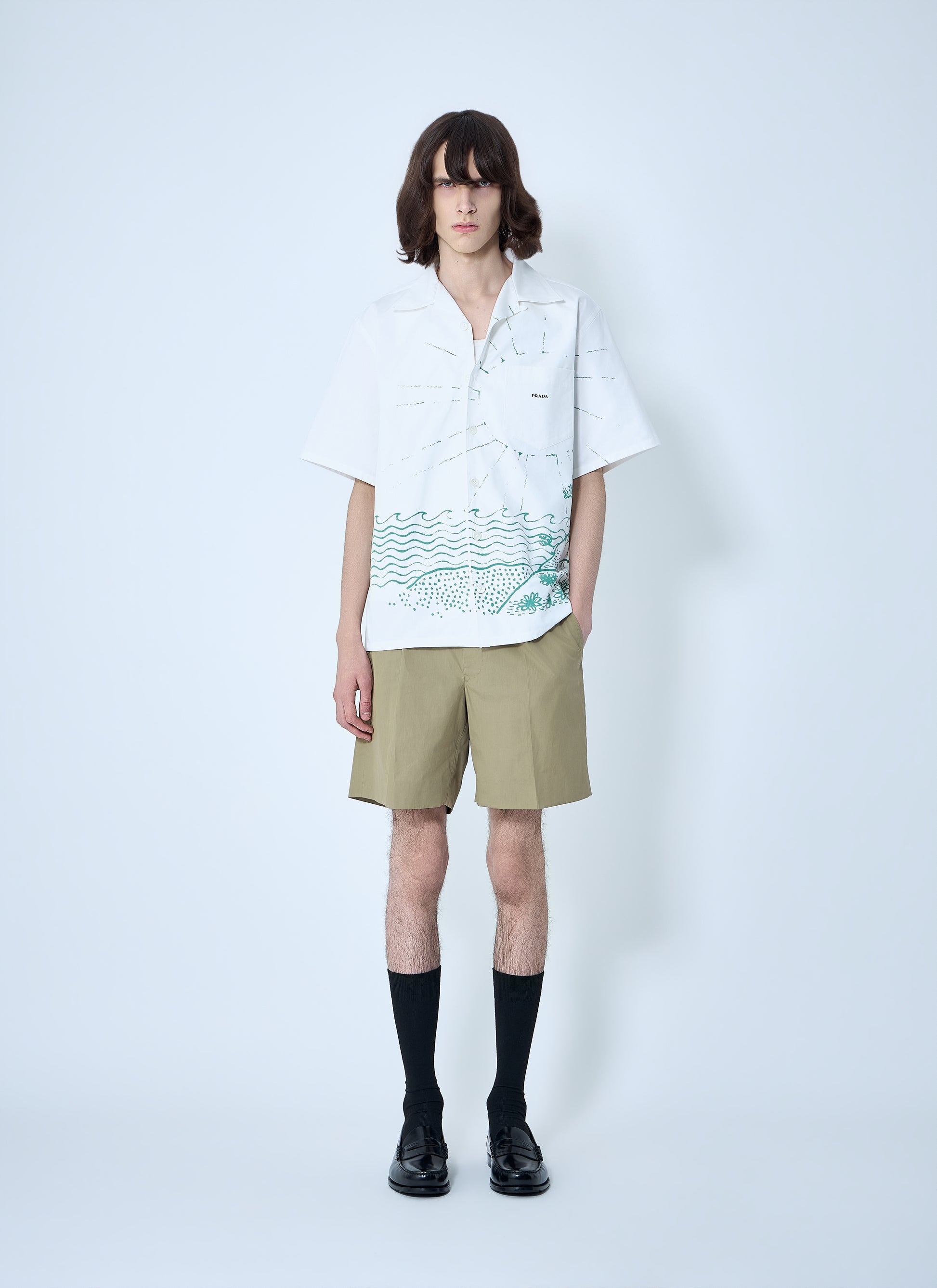 Prada Men Wave-Print Oversized Shirt PRADA
