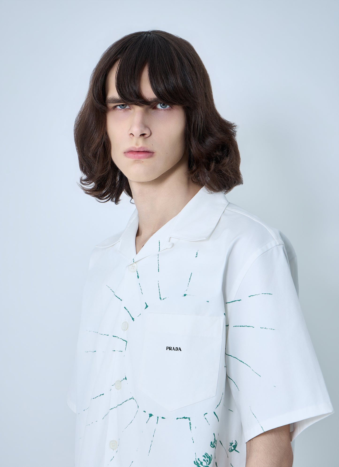 Prada Men Wave-Print Oversized Shirt PRADA
