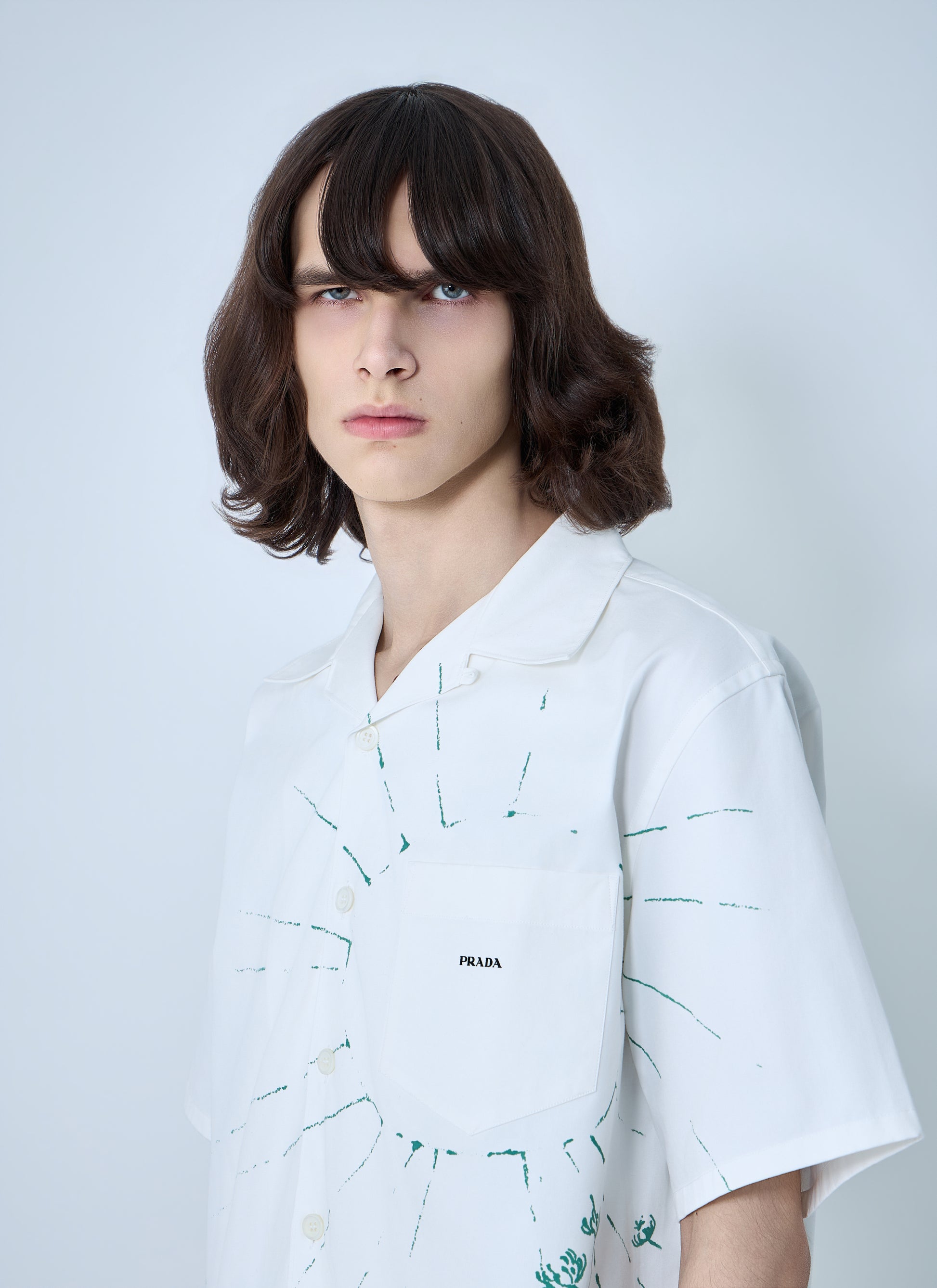 Prada Men Wave-Print Oversized Shirt PRADA