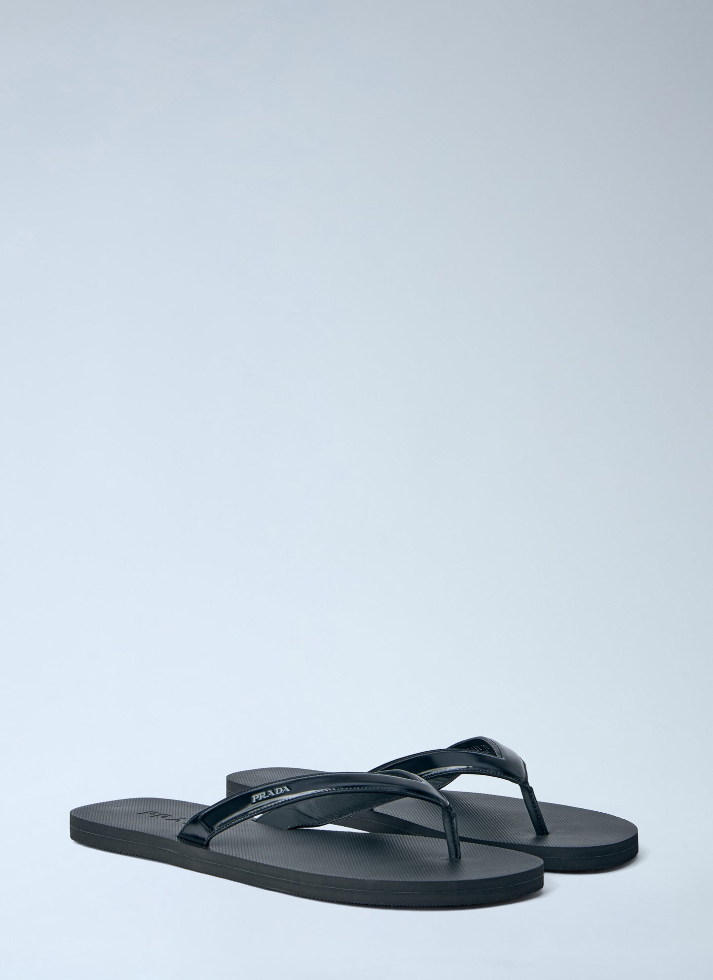 Prada Men Logo-Embossed Leather Flip-Flop Sandals PRADA