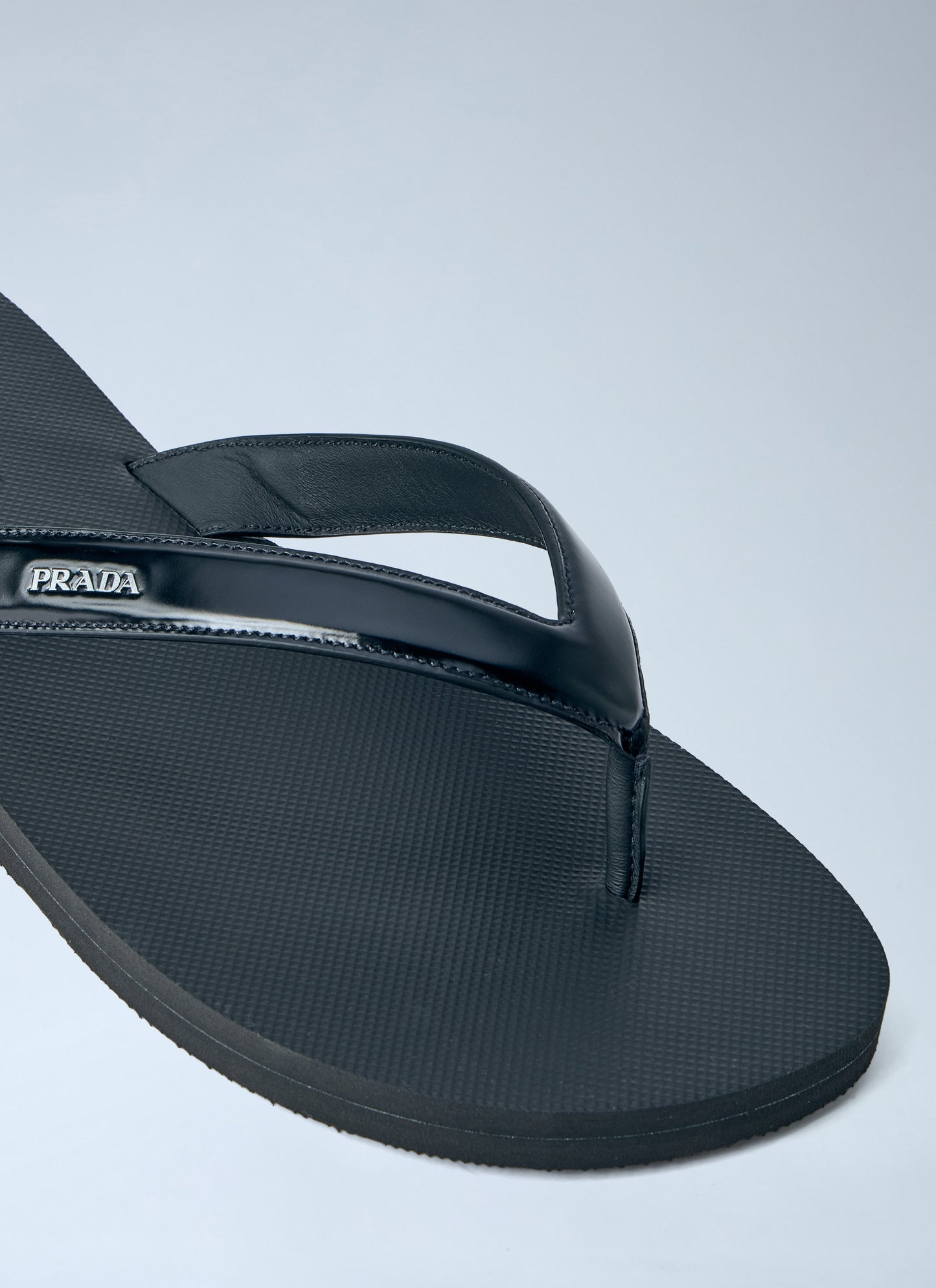 Prada Men Logo-Embossed Leather Flip-Flop Sandals PRADA