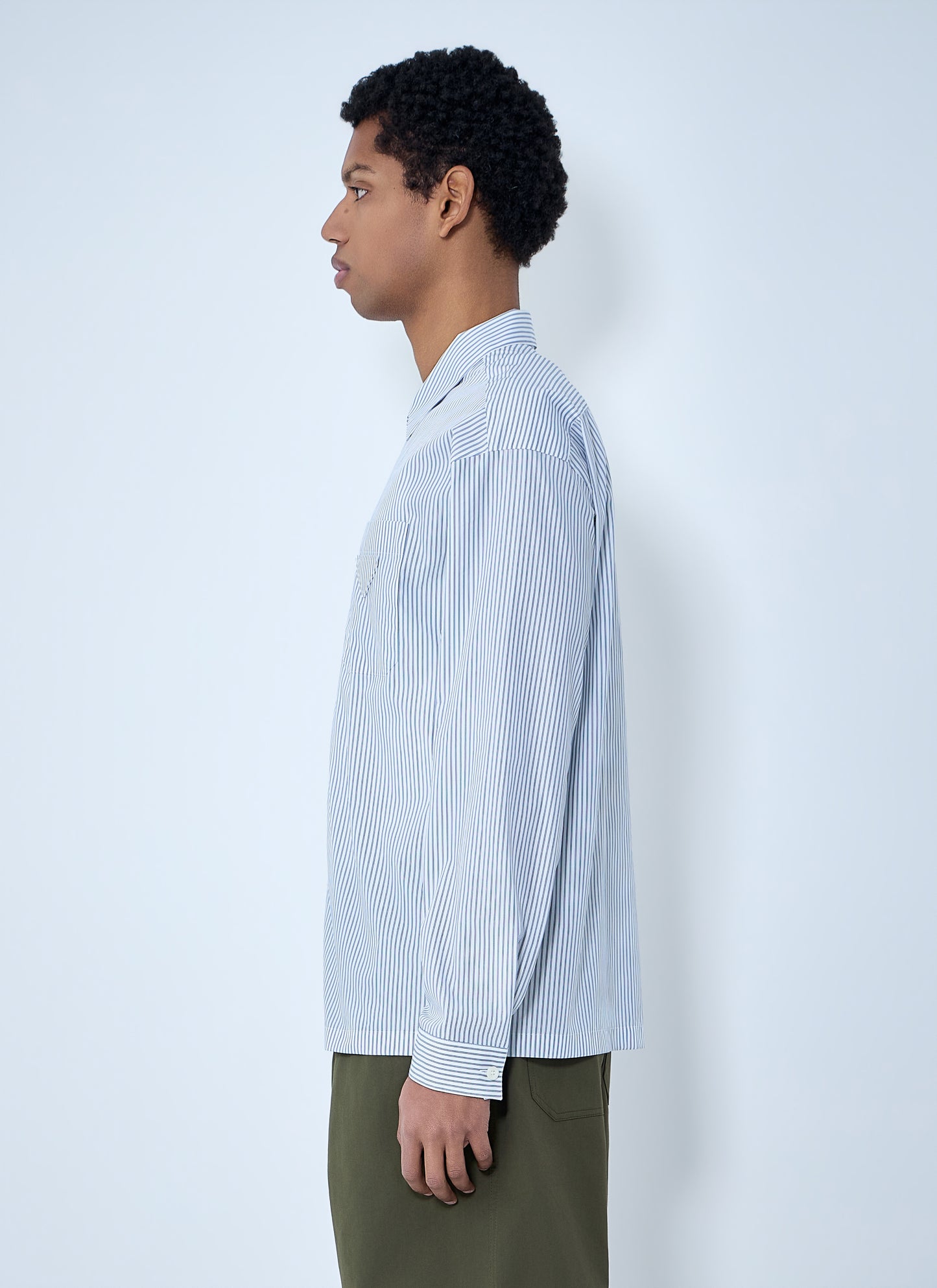 Prada Men Zip-Front Stripe Shirt PRADA