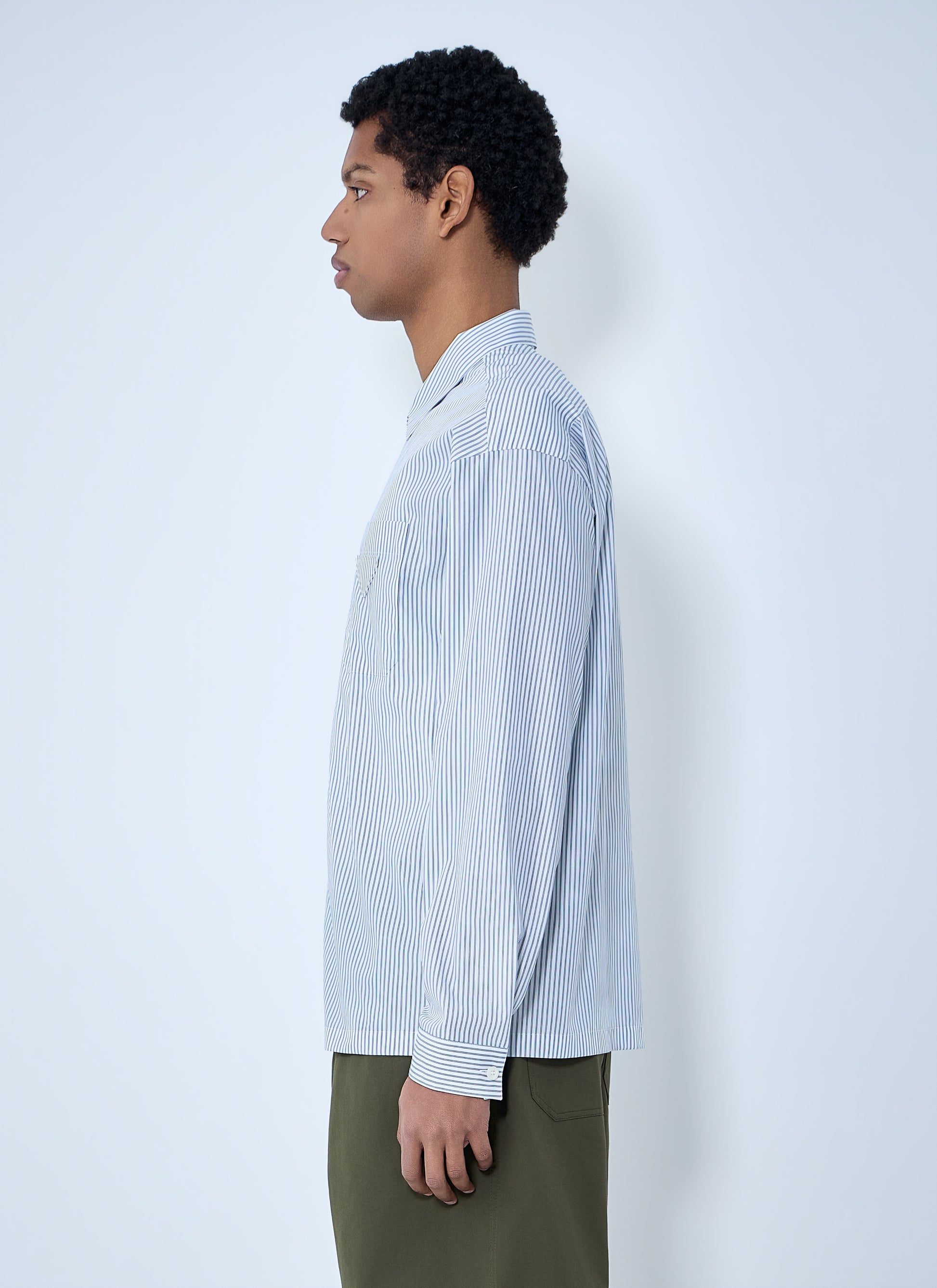 Prada Men Zip-Front Stripe Shirt PRADA
