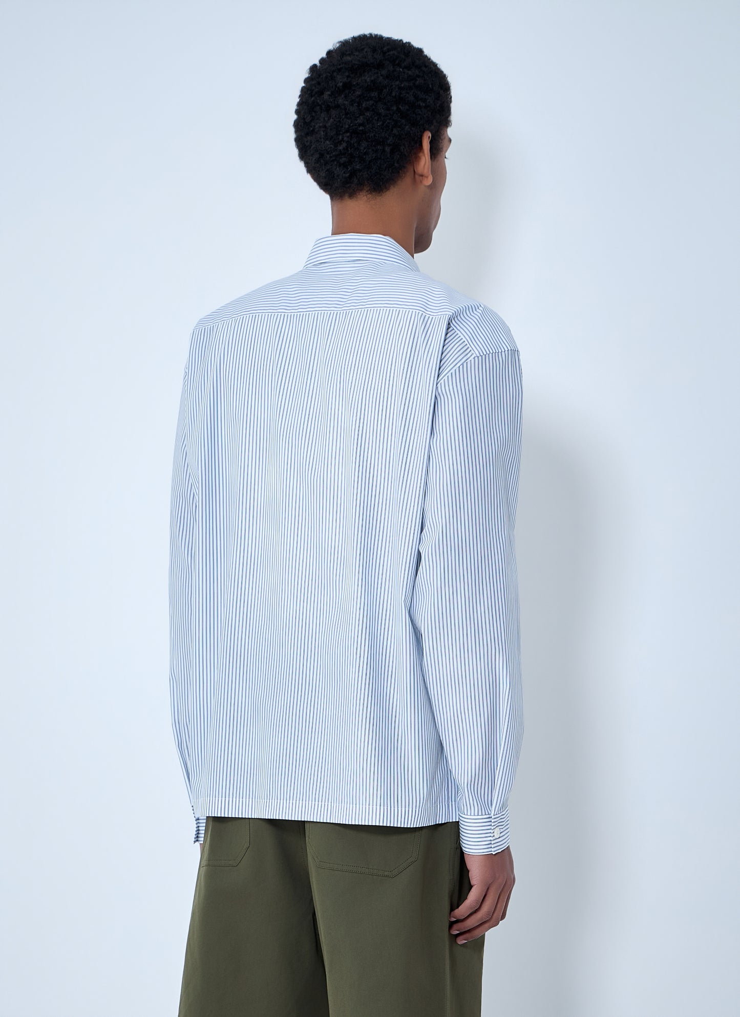 Prada Men Zip-Front Stripe Shirt PRADA