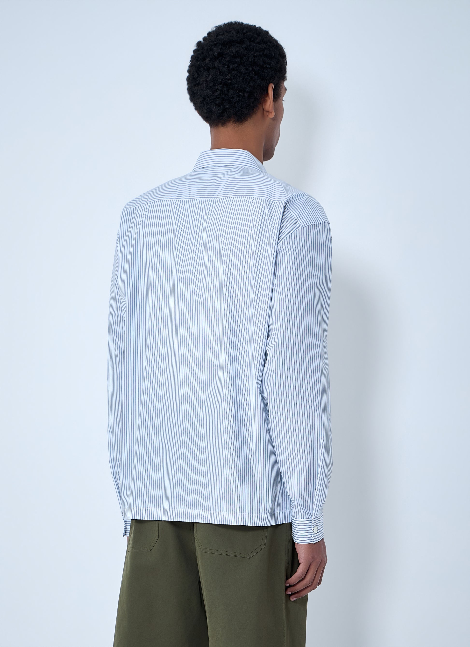 Prada Men Zip-Front Stripe Shirt PRADA