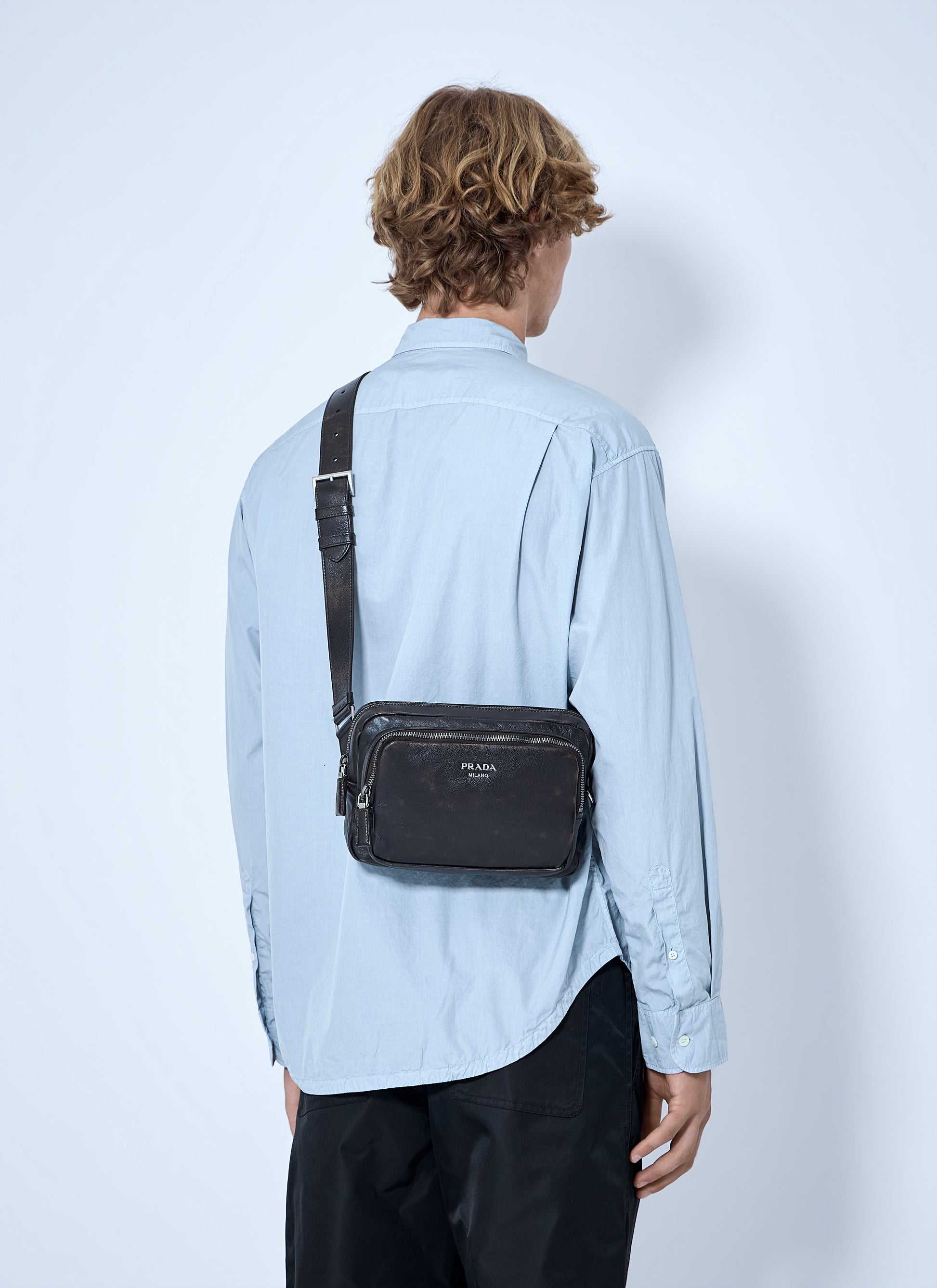 Prada Men Distressed Nappa Leather Shoulder Bag PRADA