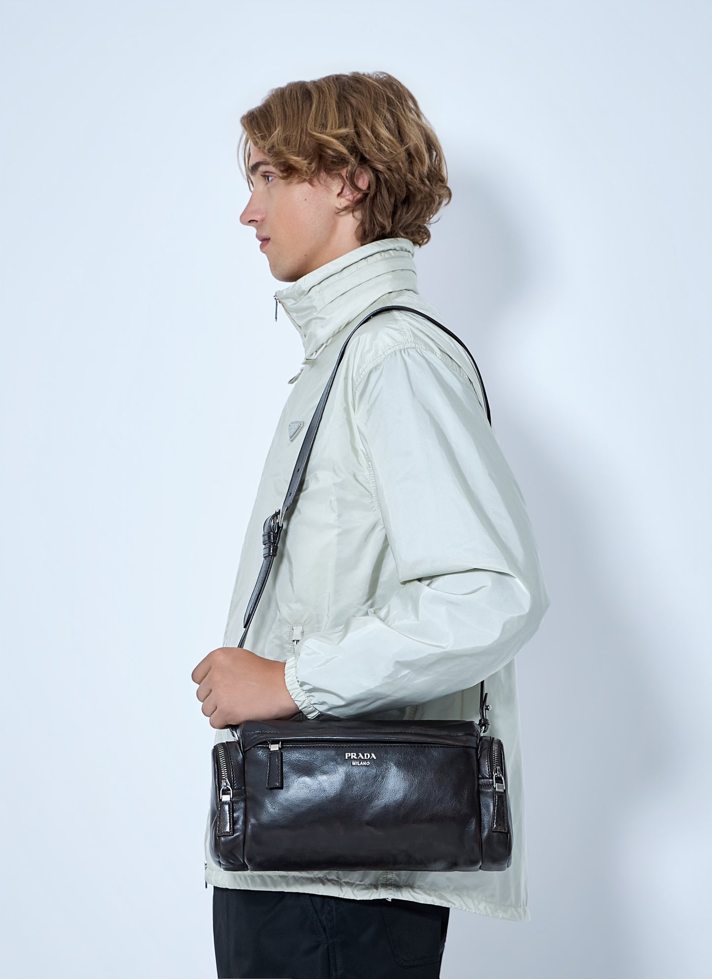 Prada Men Distressed Nappa Leather Shoulder Bag PRADA