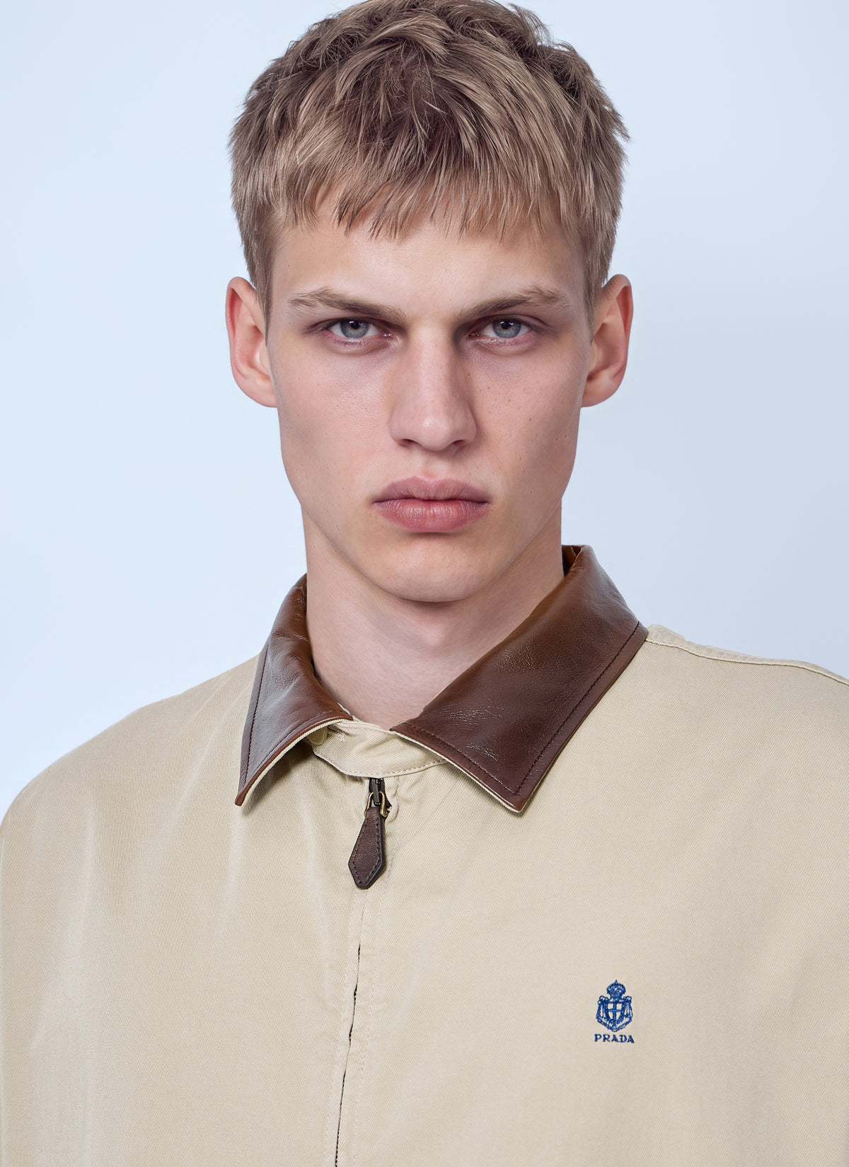 Prada Men Zip-Up Jacket With Contrast Collar PRADA