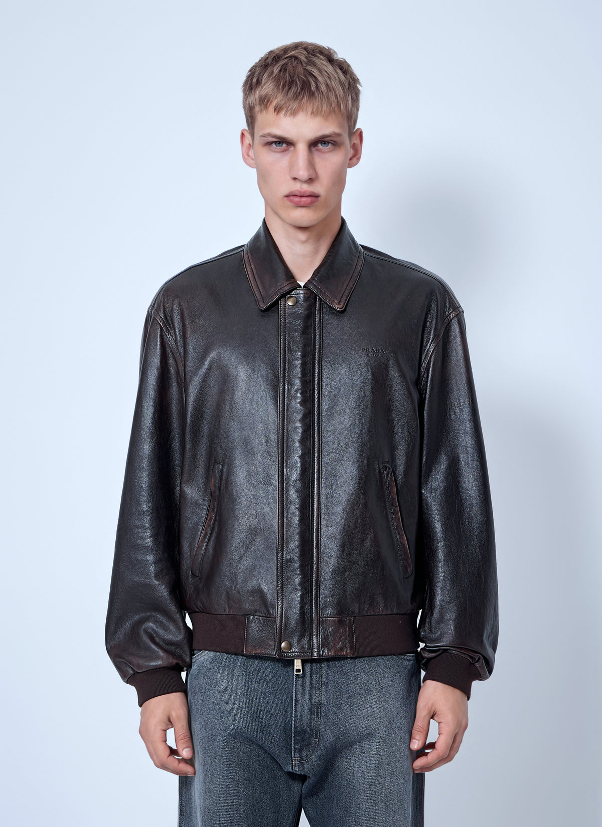 Prada Men Nappa Leather Bomber Jacket PRADA