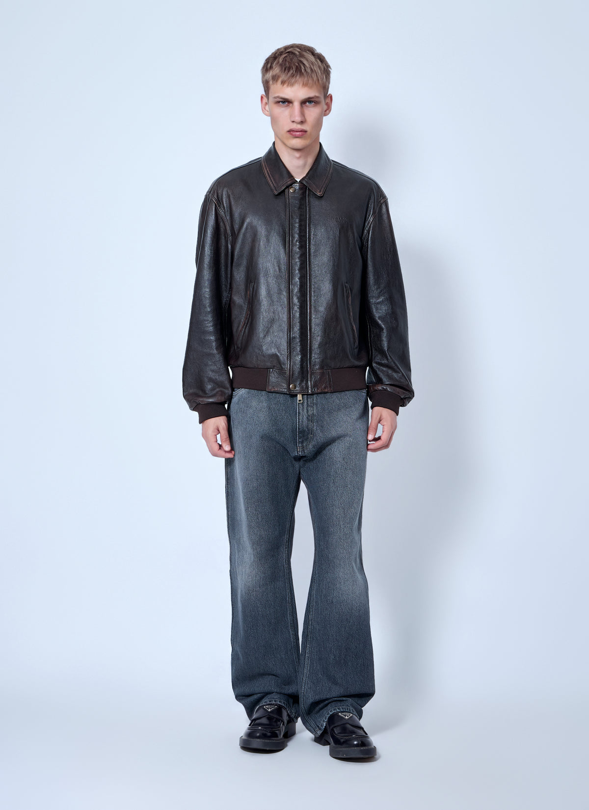 Prada Men Nappa Leather Bomber Jacket PRADA