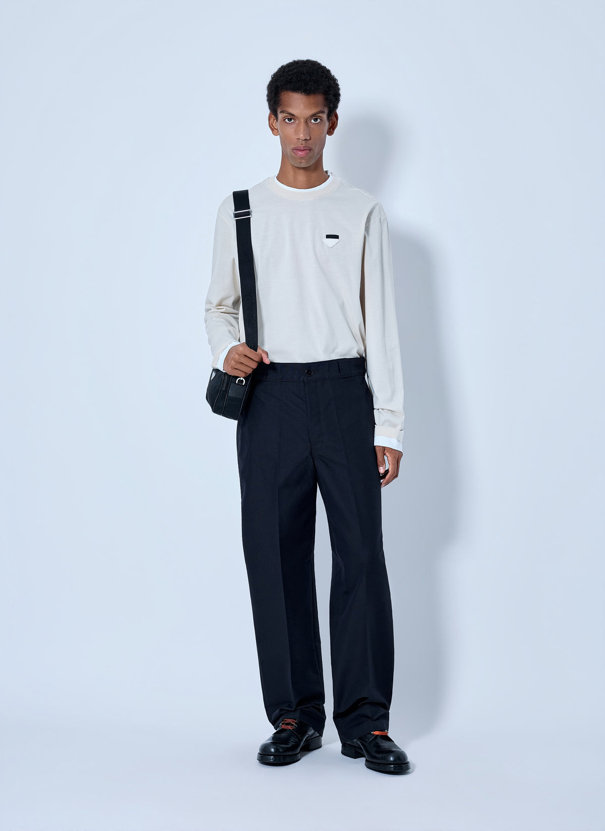 Prada Men Canvas Logo-Plaque Trousers PRADA