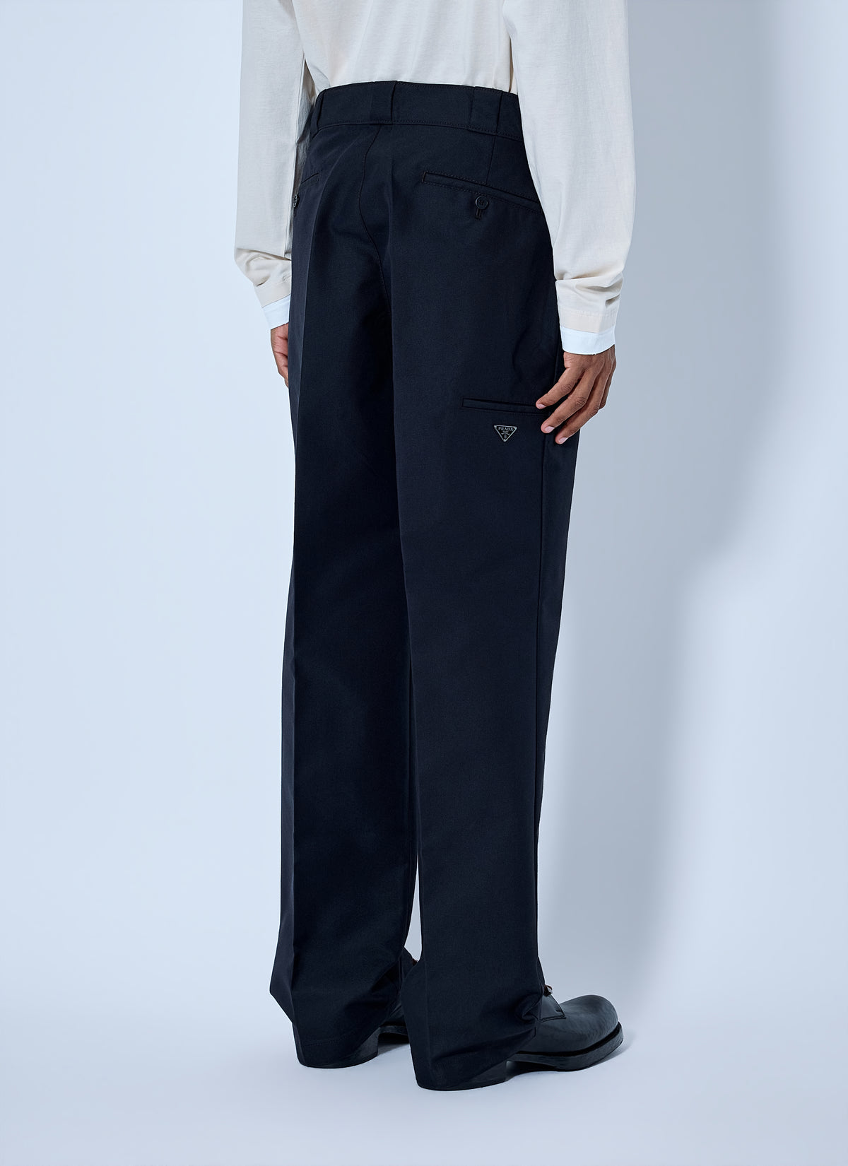 Prada Men Canvas Logo-Plaque Trousers PRADA