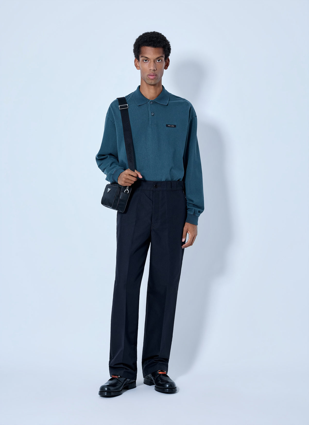 Prada Men Piqué Long Sleeve Polo Shirt PRADA