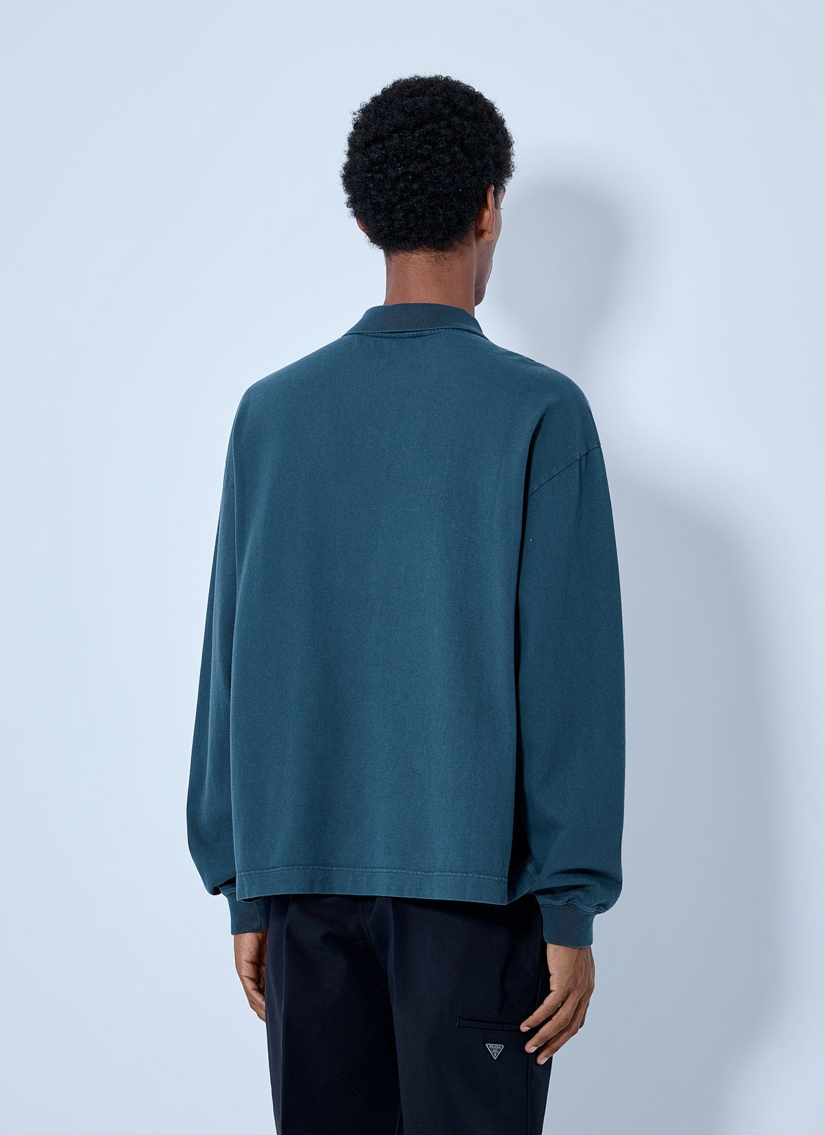 Prada Men Piqué Long Sleeve Polo Shirt PRADA