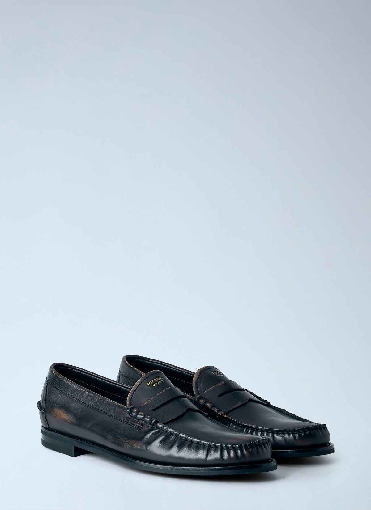 Prada Men Antiqued Leather Loafers PRADA