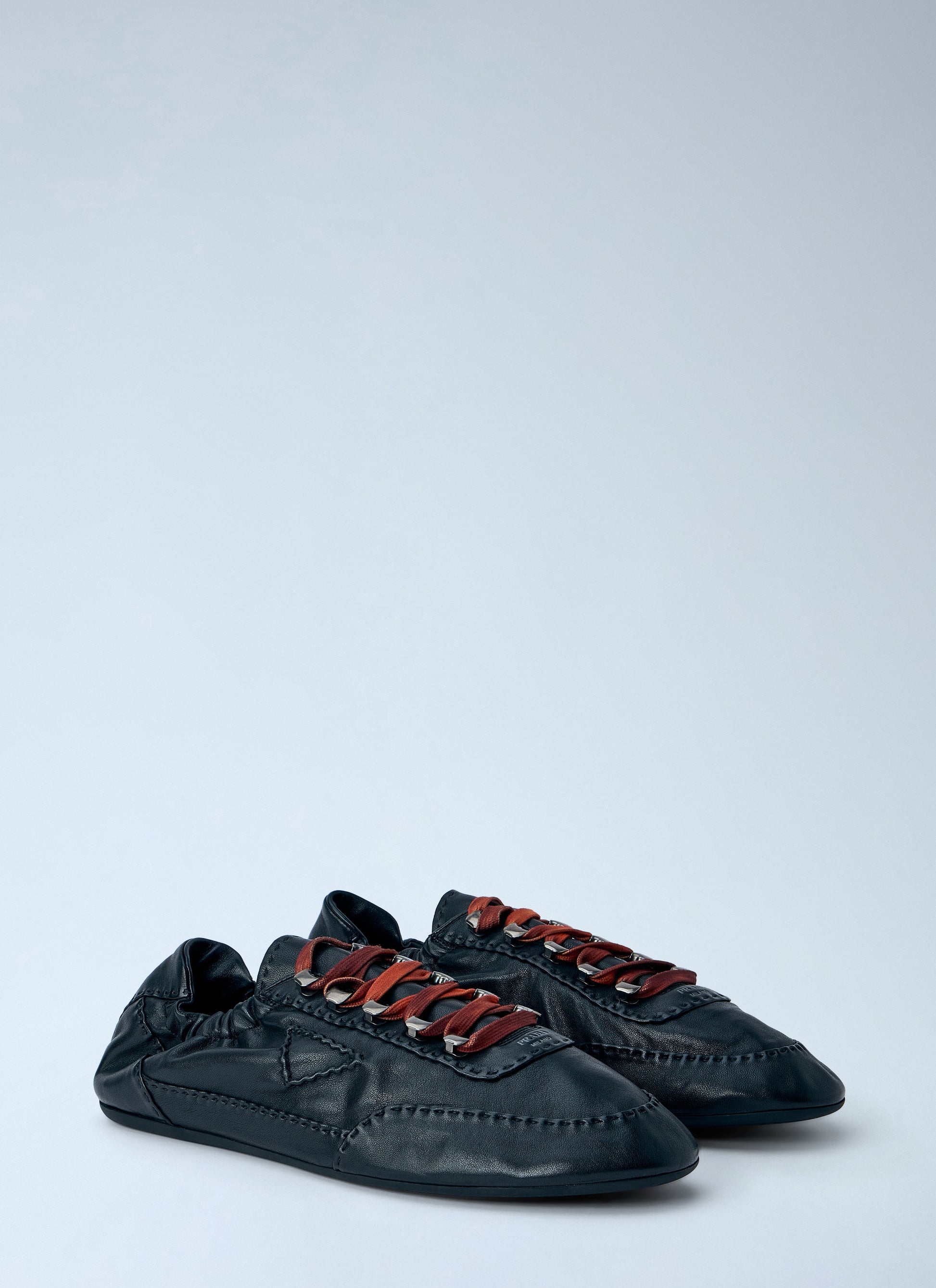 Prada Men Collapse Antiqued Nappa Leather Sneakers PRADA