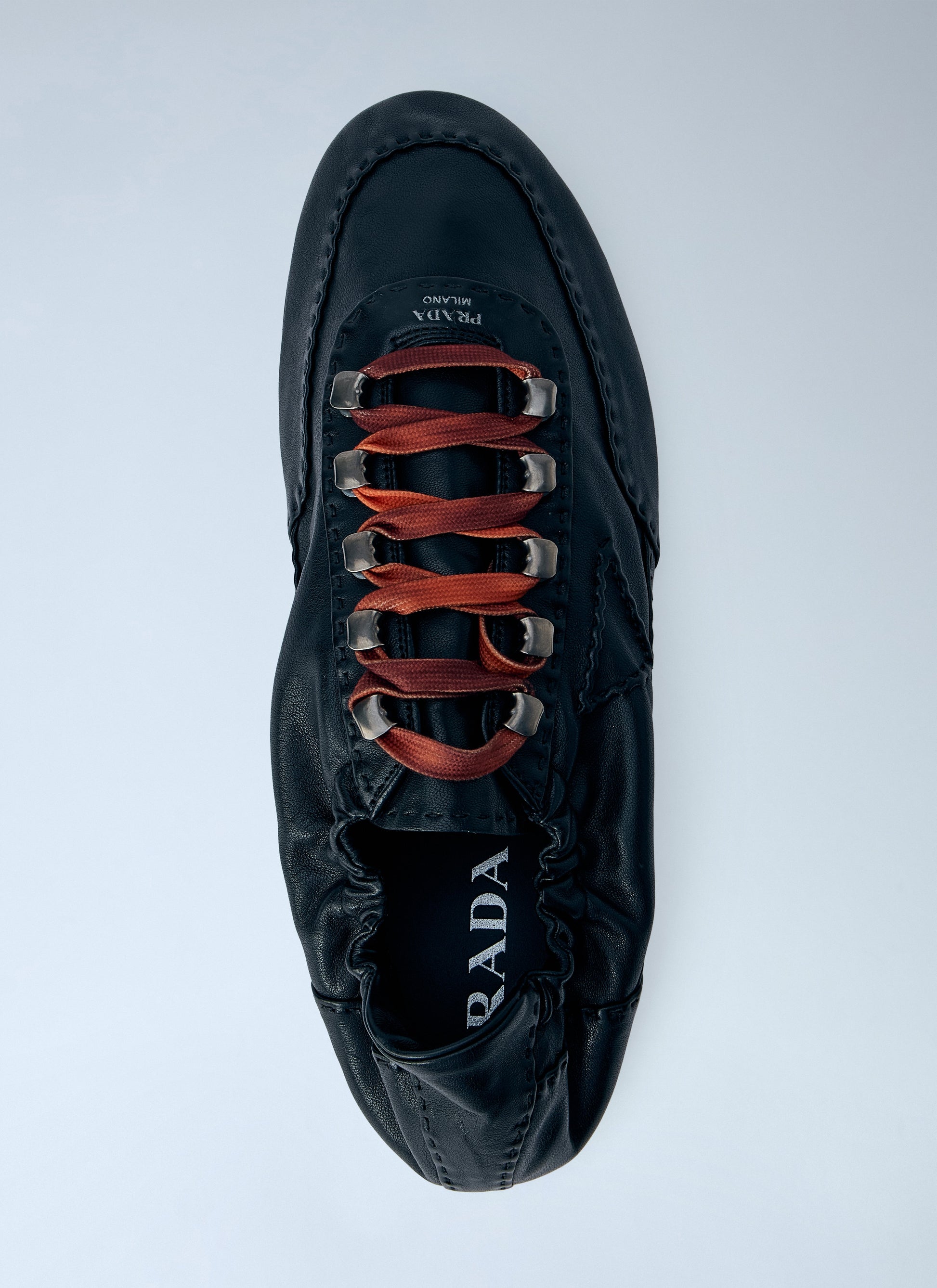 Prada Men Collapse Antiqued Nappa Leather Sneakers PRADA
