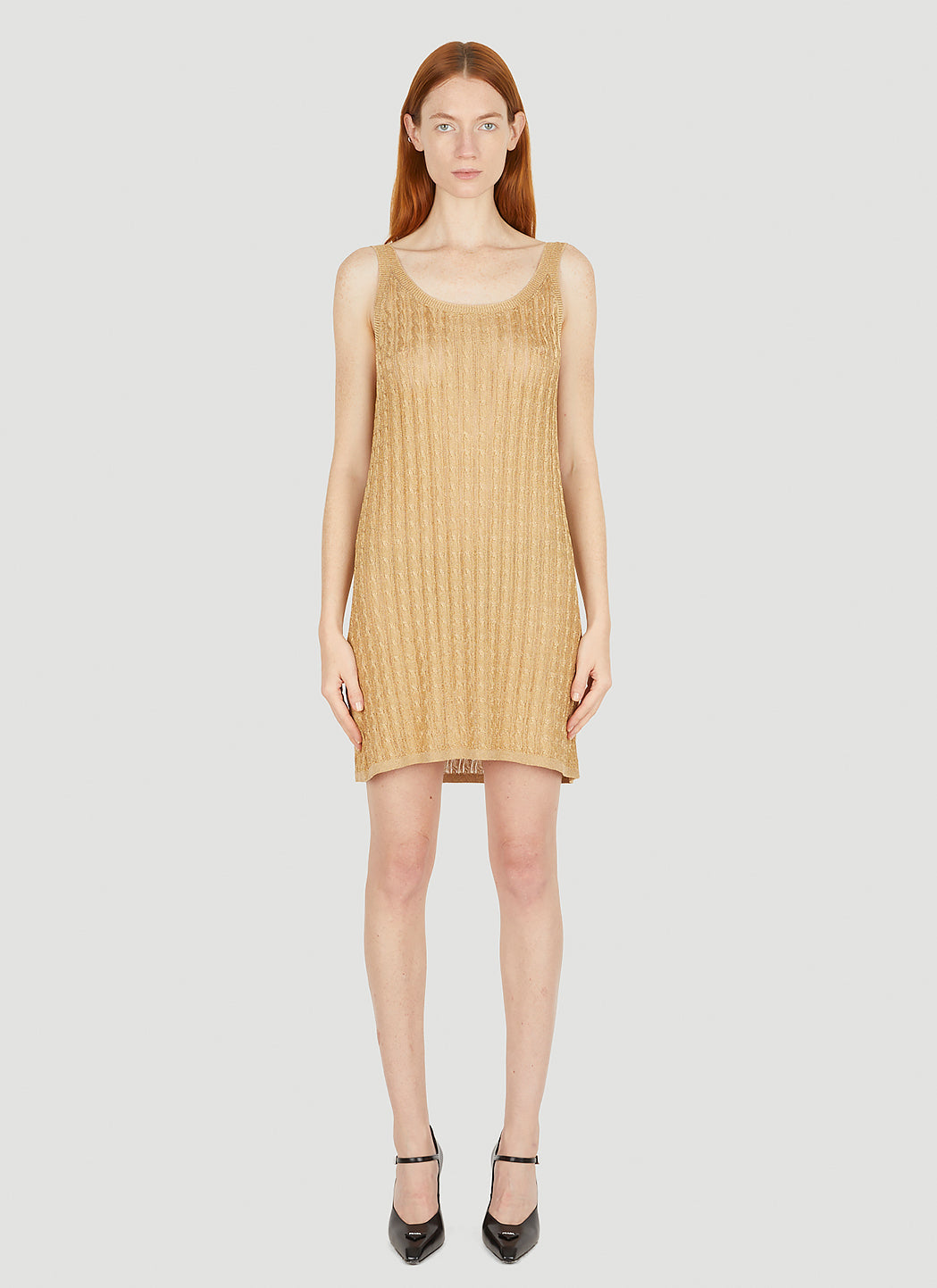 Prada Women Metallic Cabel Knit Dress PRADA