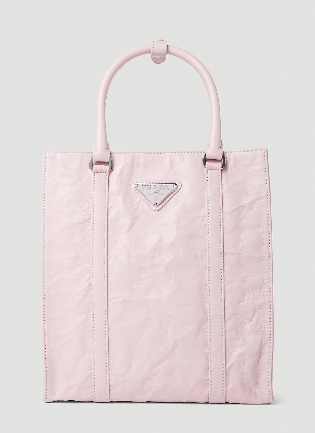 Prada Women Crinkled Leather Tote Bag PRADA