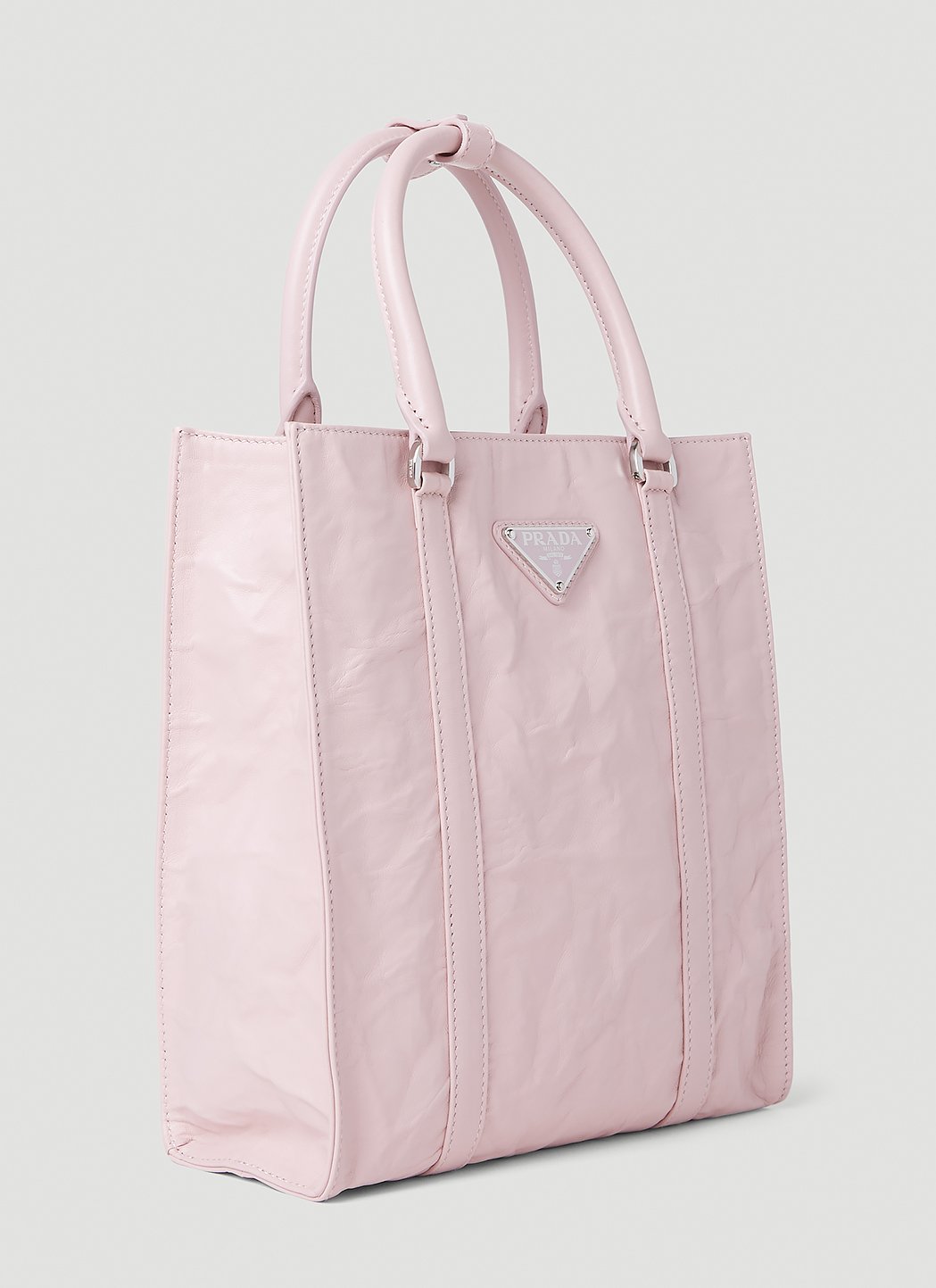 Prada Women Crinkled Leather Tote Bag PRADA