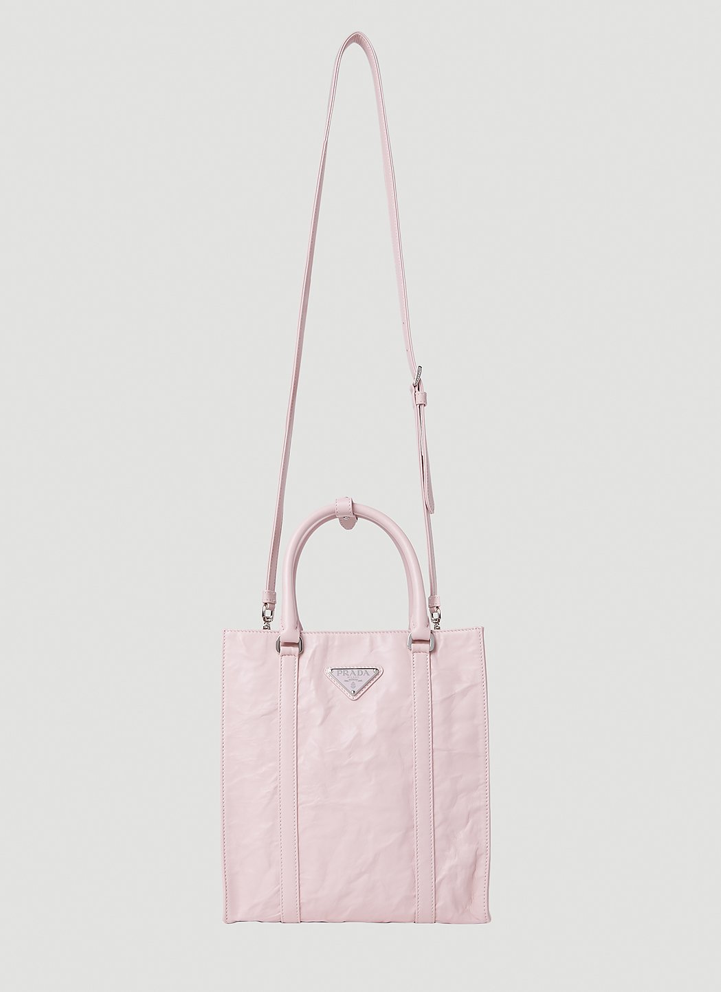 Prada Women Crinkled Leather Tote Bag PRADA