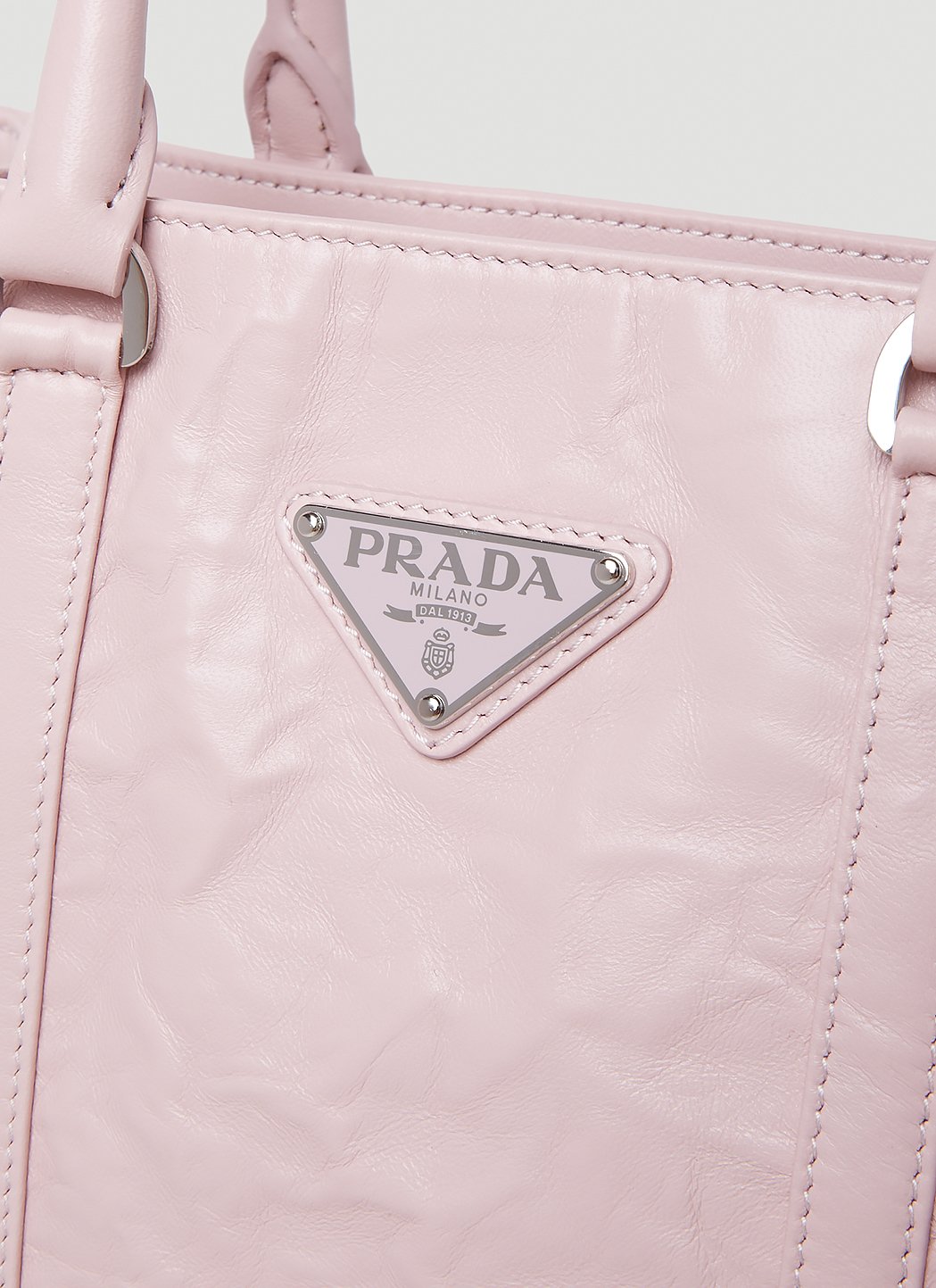 Prada Women Crinkled Leather Tote Bag PRADA