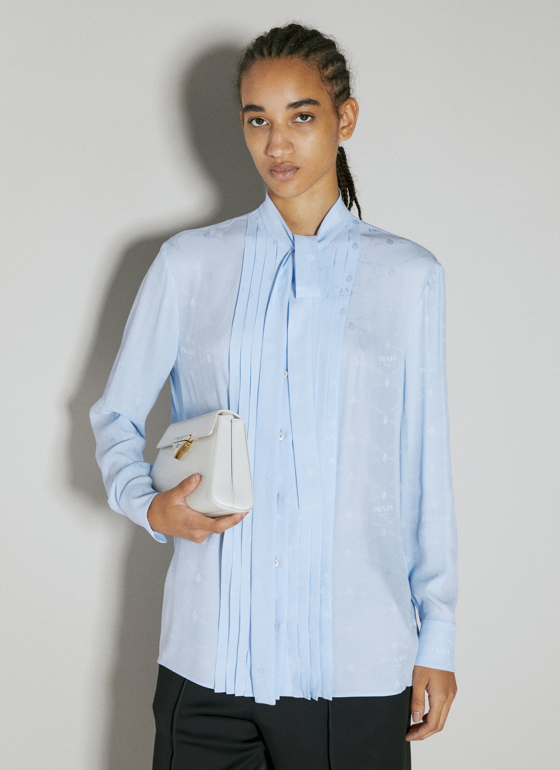 Prada Women Logo Jacquard Silk Shirt PRADA
