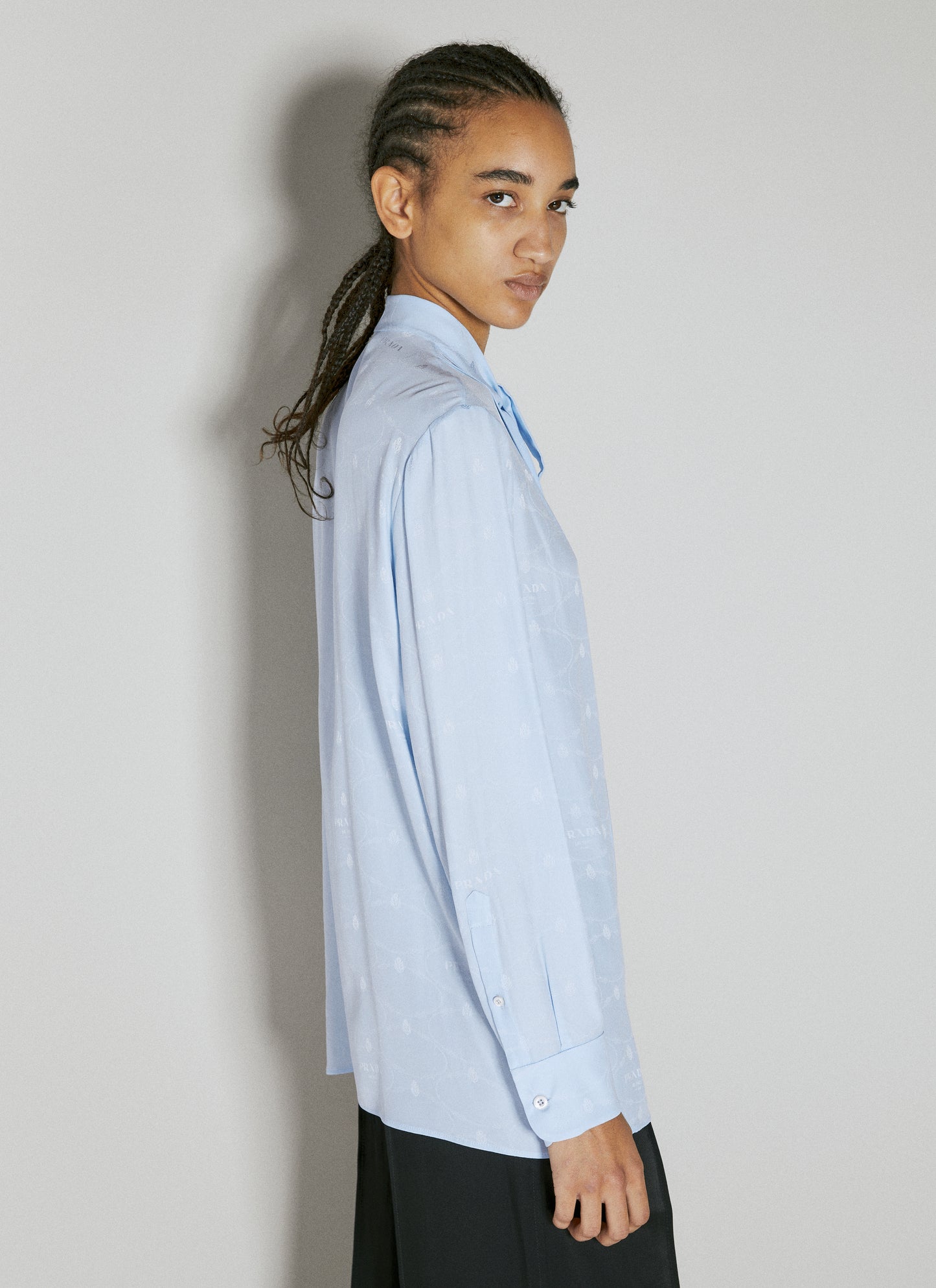 Prada Women Logo Jacquard Silk Shirt PRADA