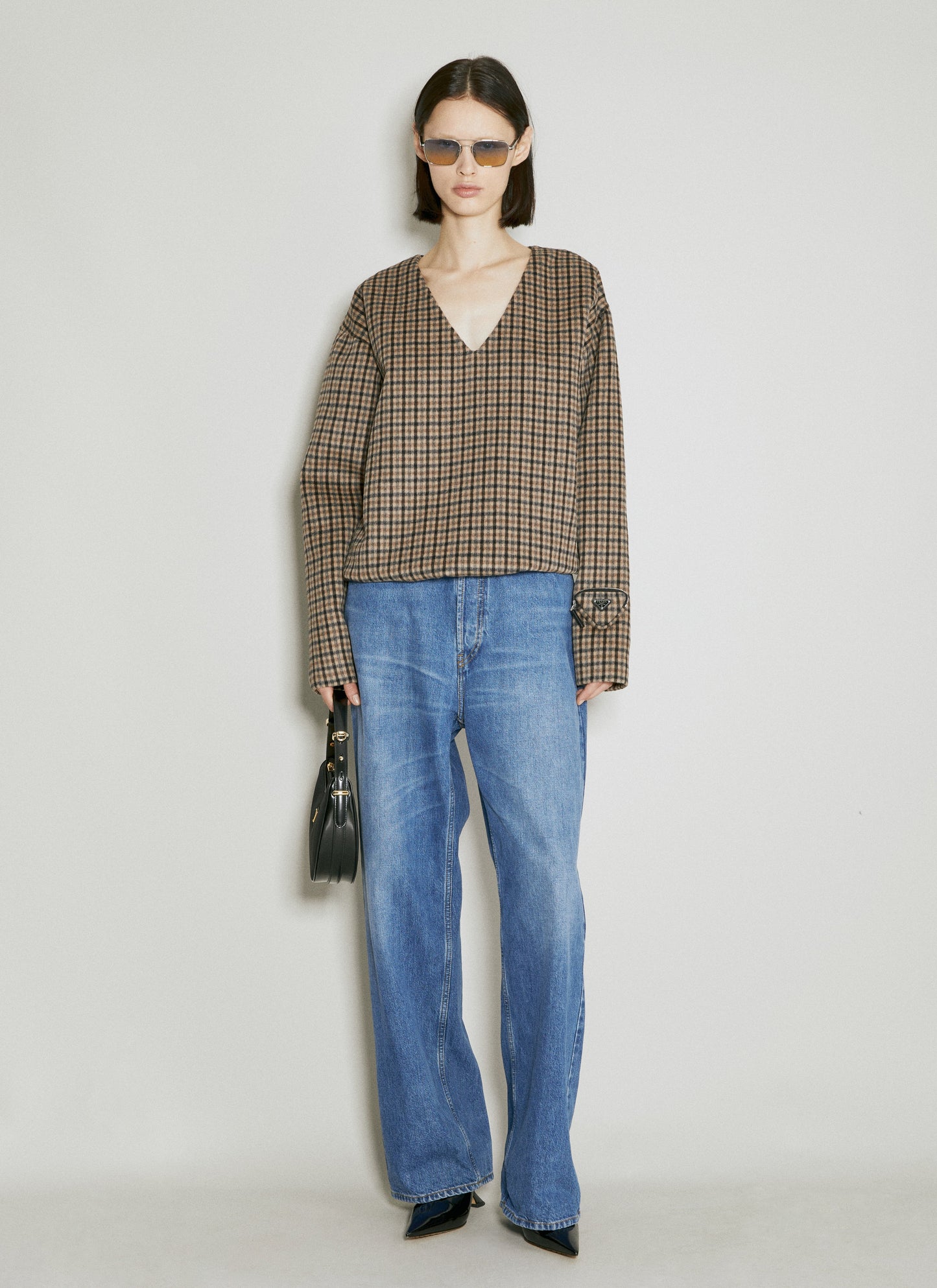 Prada Women Cashgora Check Top PRADA