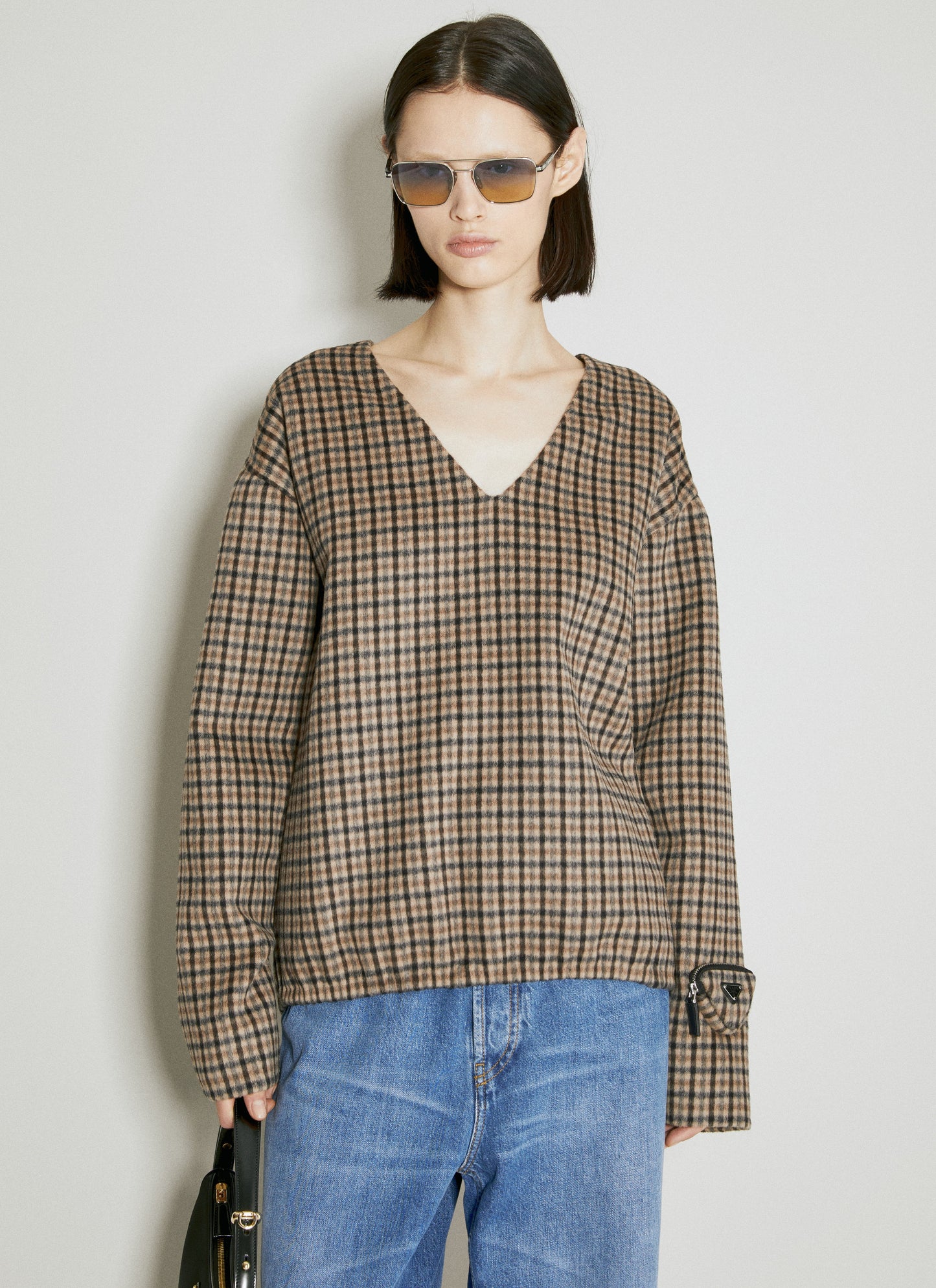 Prada Women Cashgora Check Top PRADA