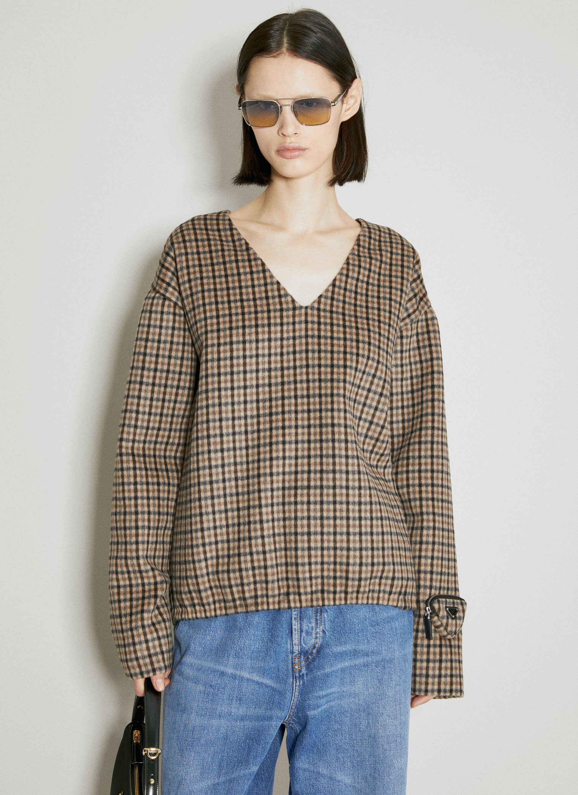 Prada Women Cashgora Check Top PRADA