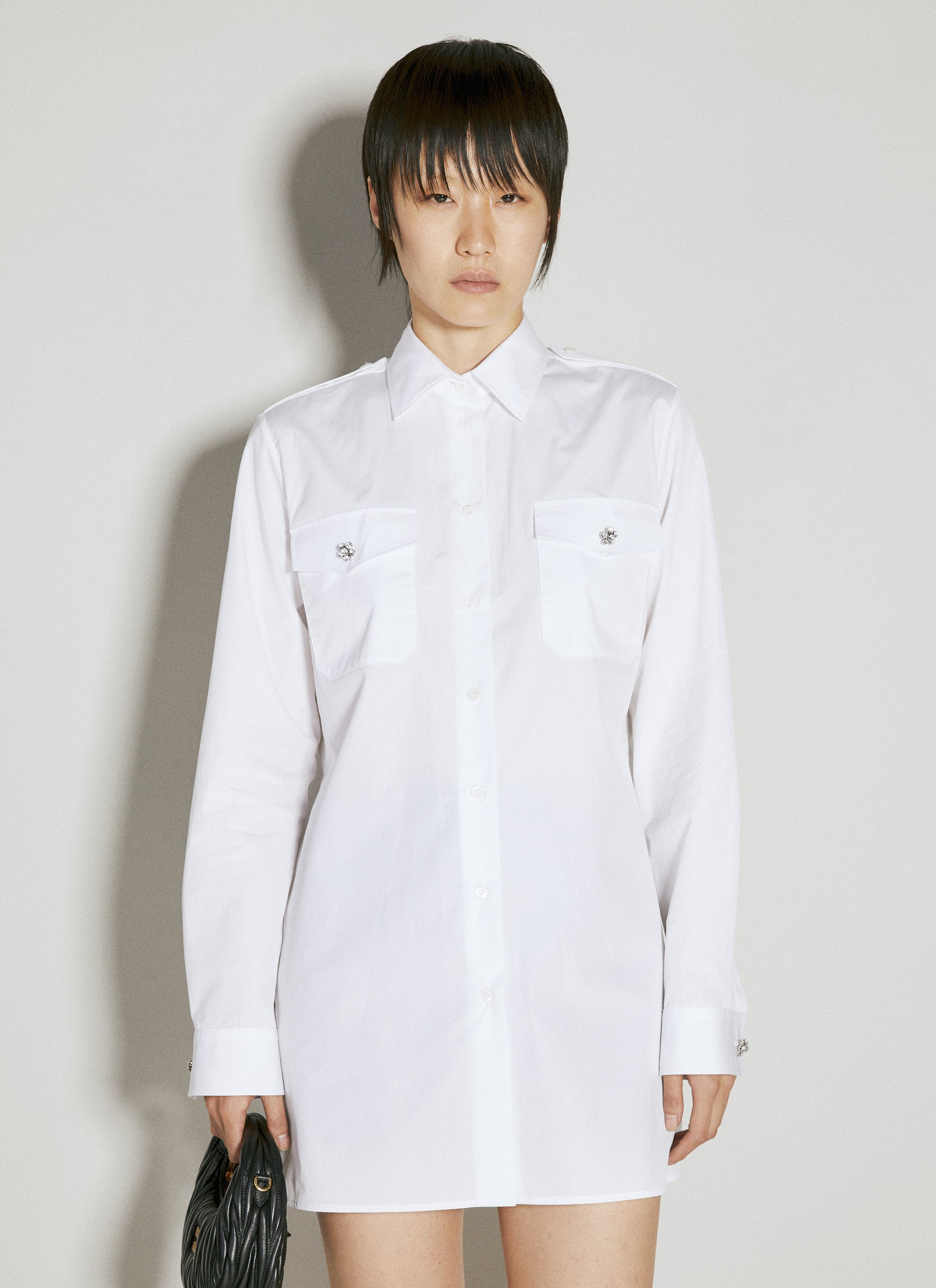 Prada Women Classic Shirt With Embellished Buttons PRADA