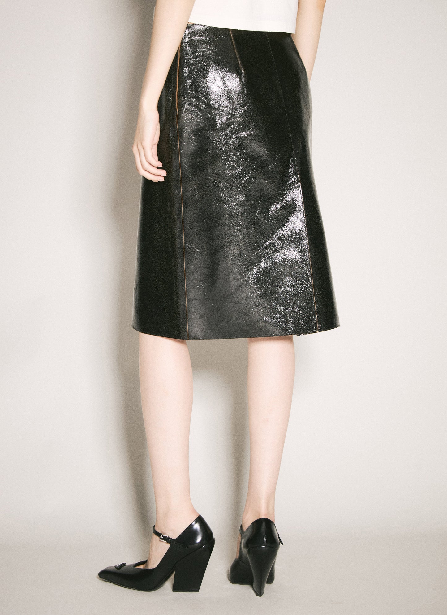 Prada Women Craquelé Leather Skirt PRADA