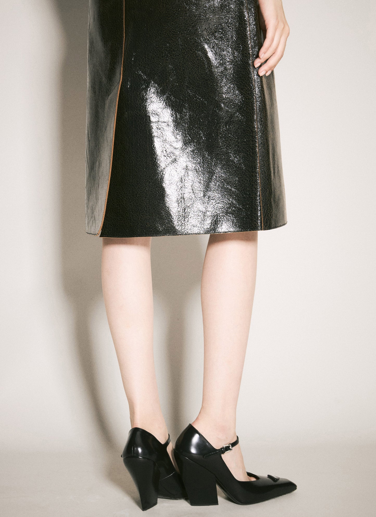Prada Women Craquelé Leather Skirt PRADA