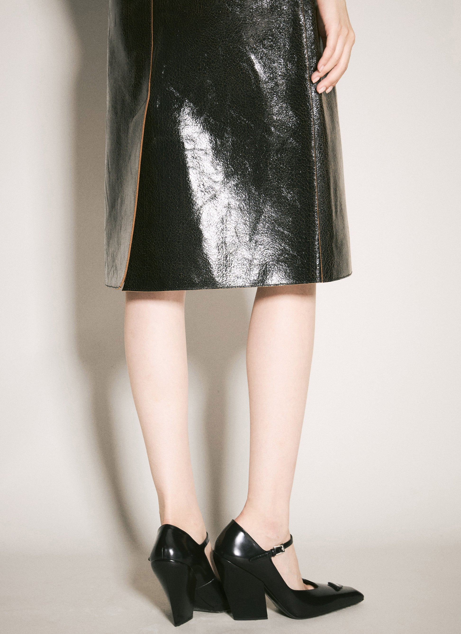 Prada Women Craquelé Leather Skirt PRADA