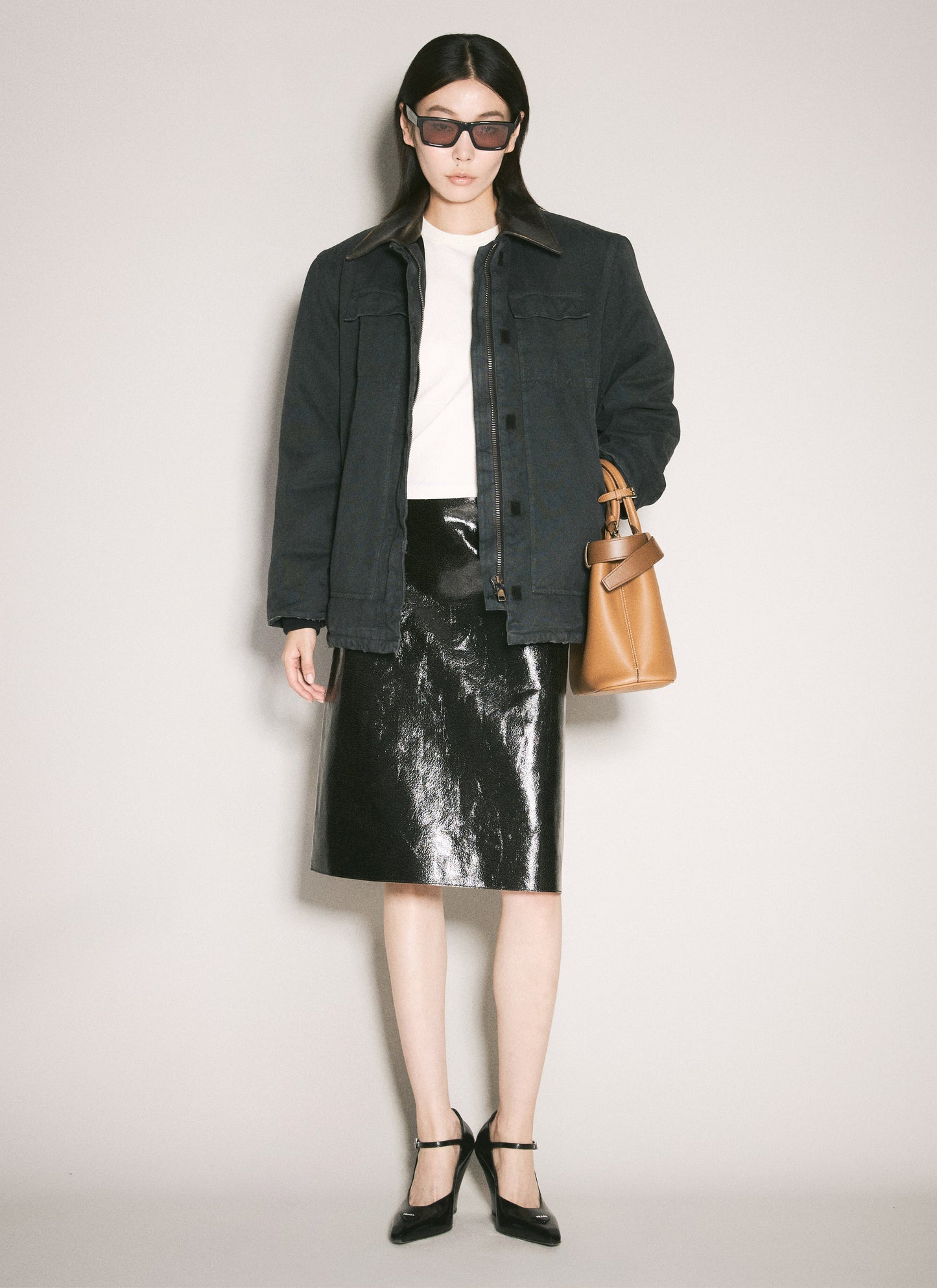 Prada Women Craquelé Leather Skirt PRADA