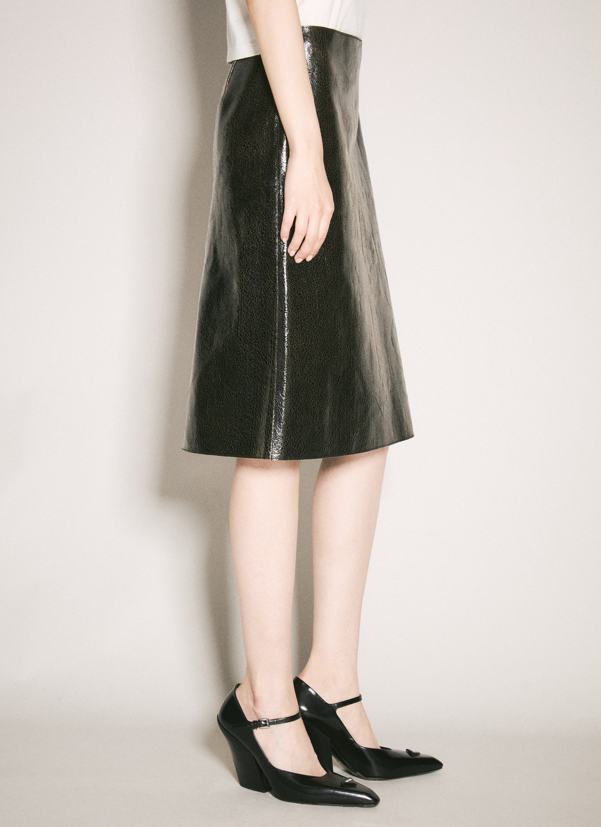 Prada Women Craquelé Leather Skirt PRADA