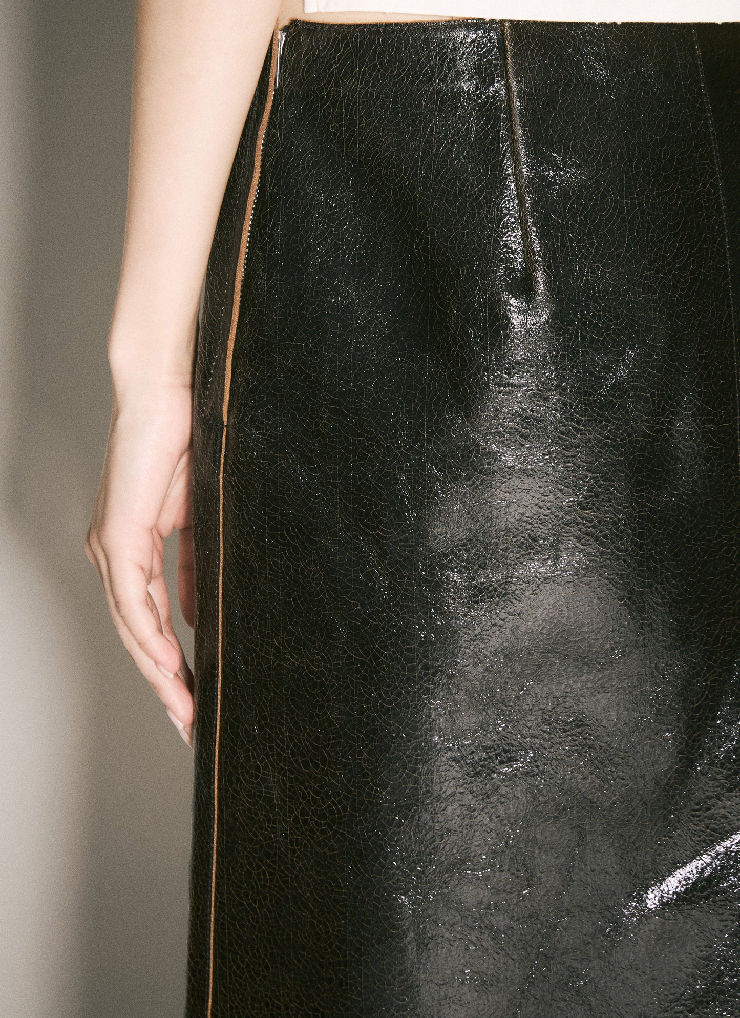 Prada Women Craquelé Leather Skirt PRADA