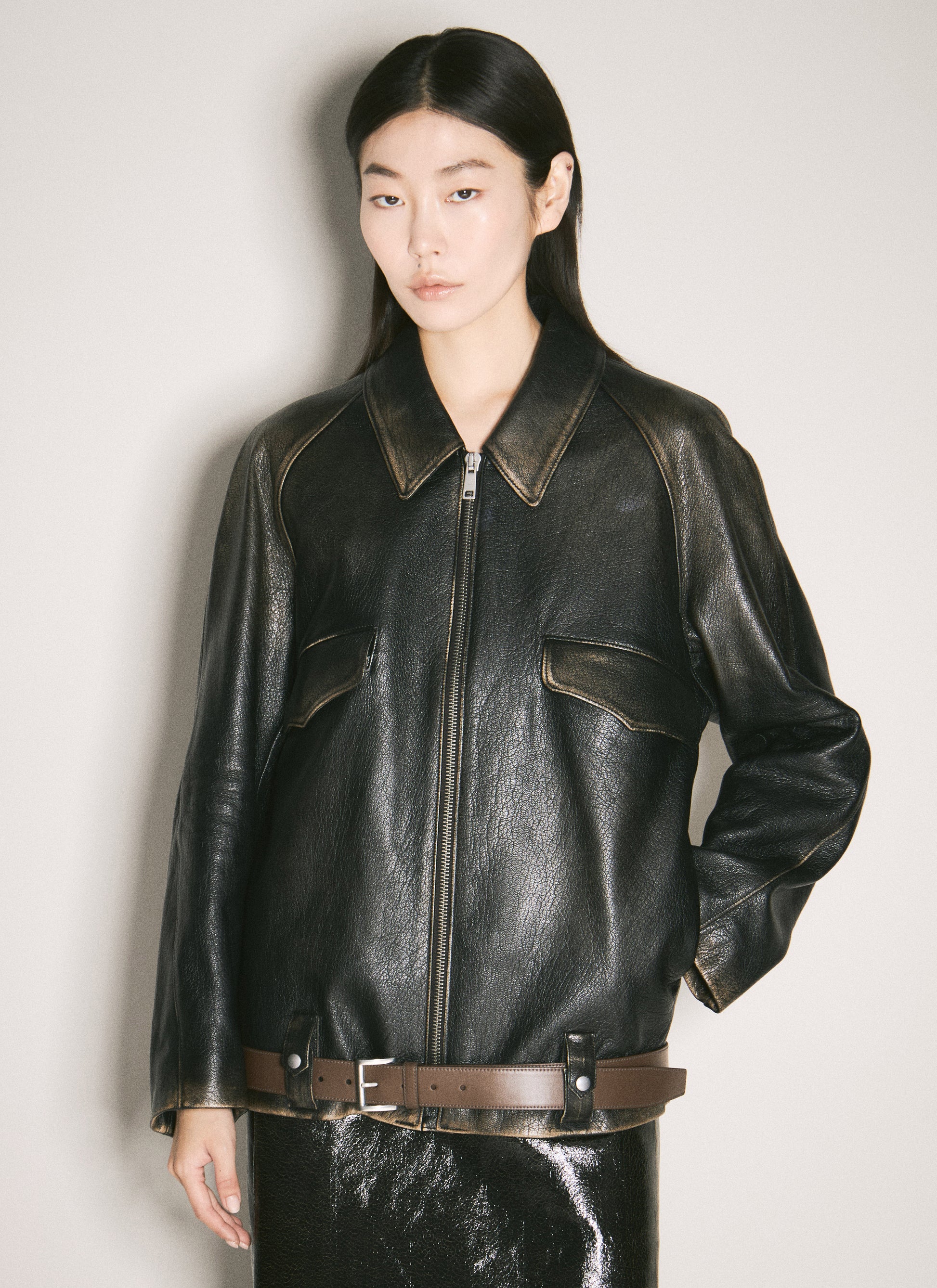 Prada Women Leather Blouson Jacket PRADA