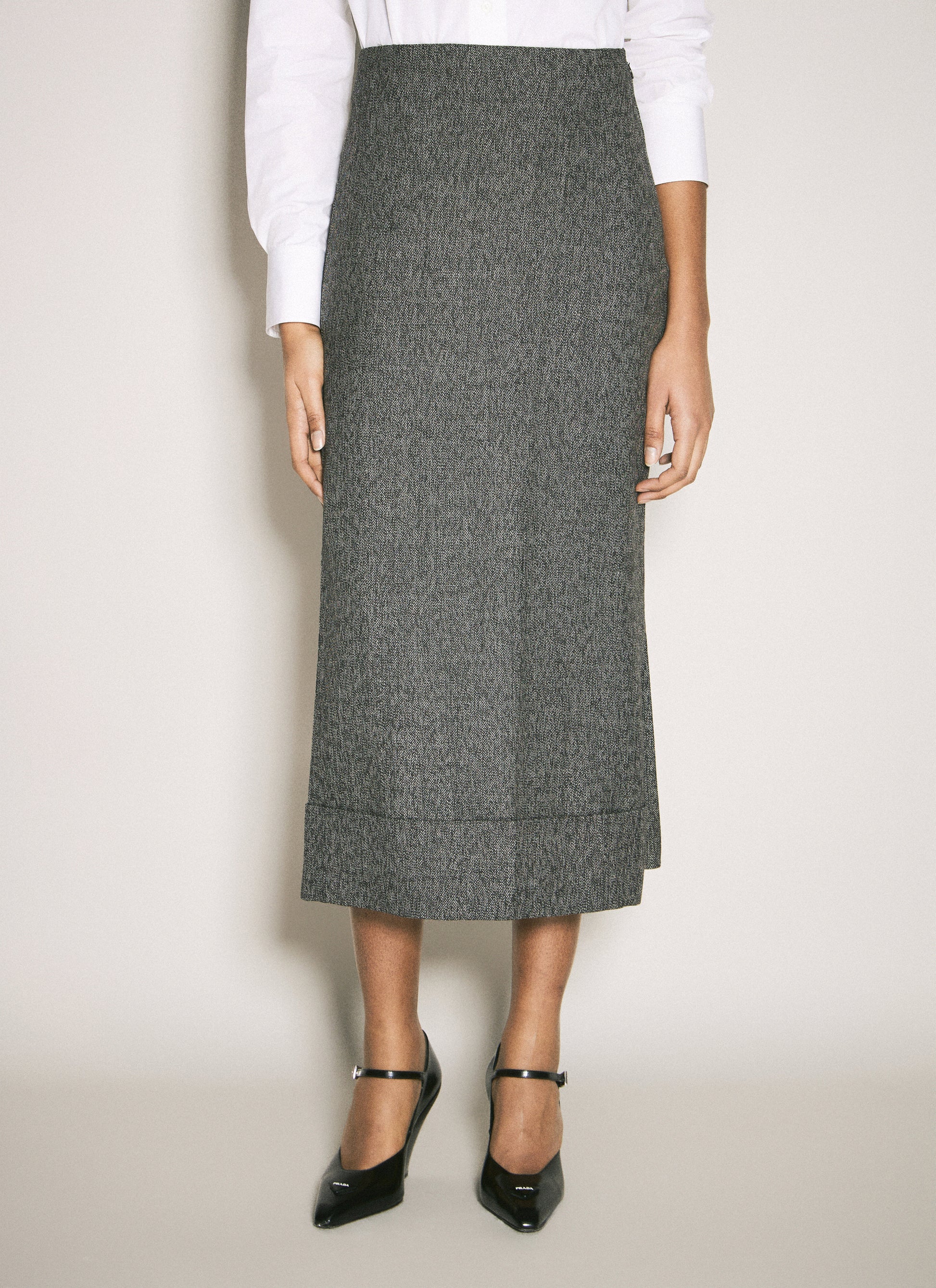 Prada Women Wool Maxi Skirt PRADA