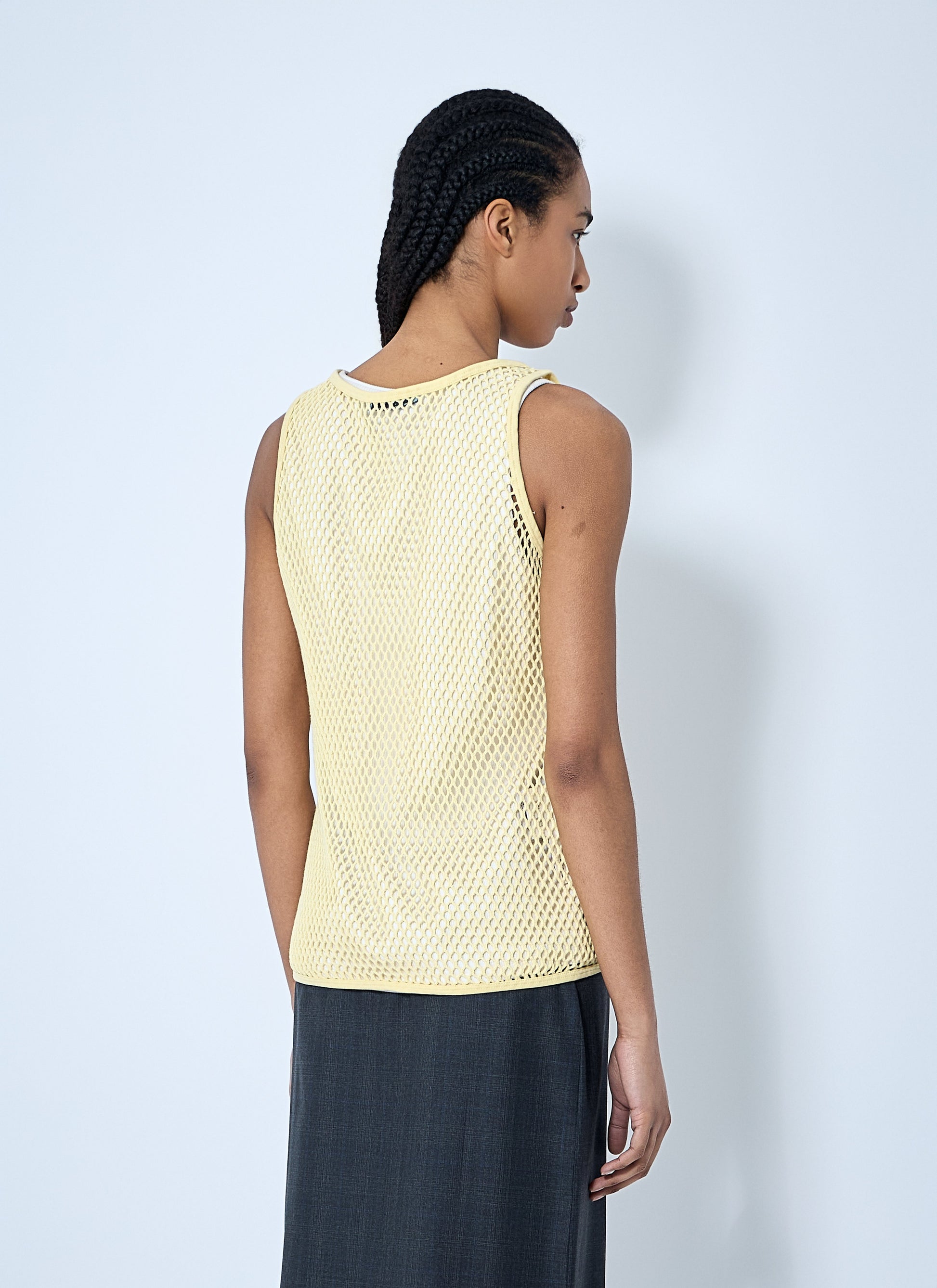 Prada Women Logo Plaque Open- Knit Tank Top PRADA