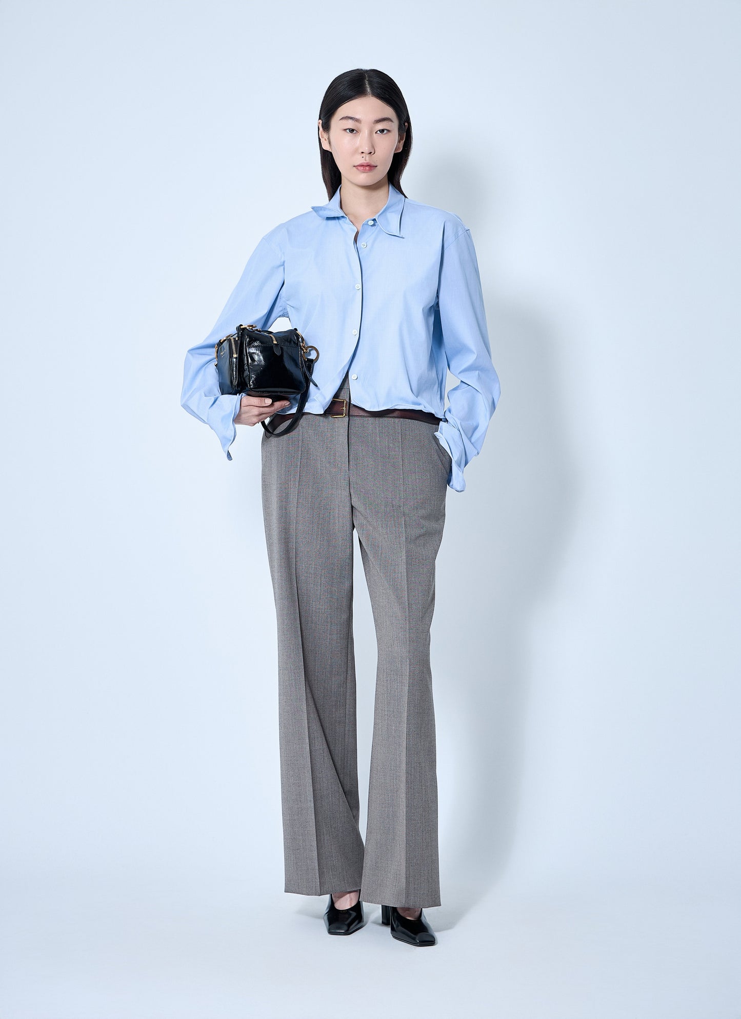 Prada Women Technical Wool Pants With Printed Belt PRADA