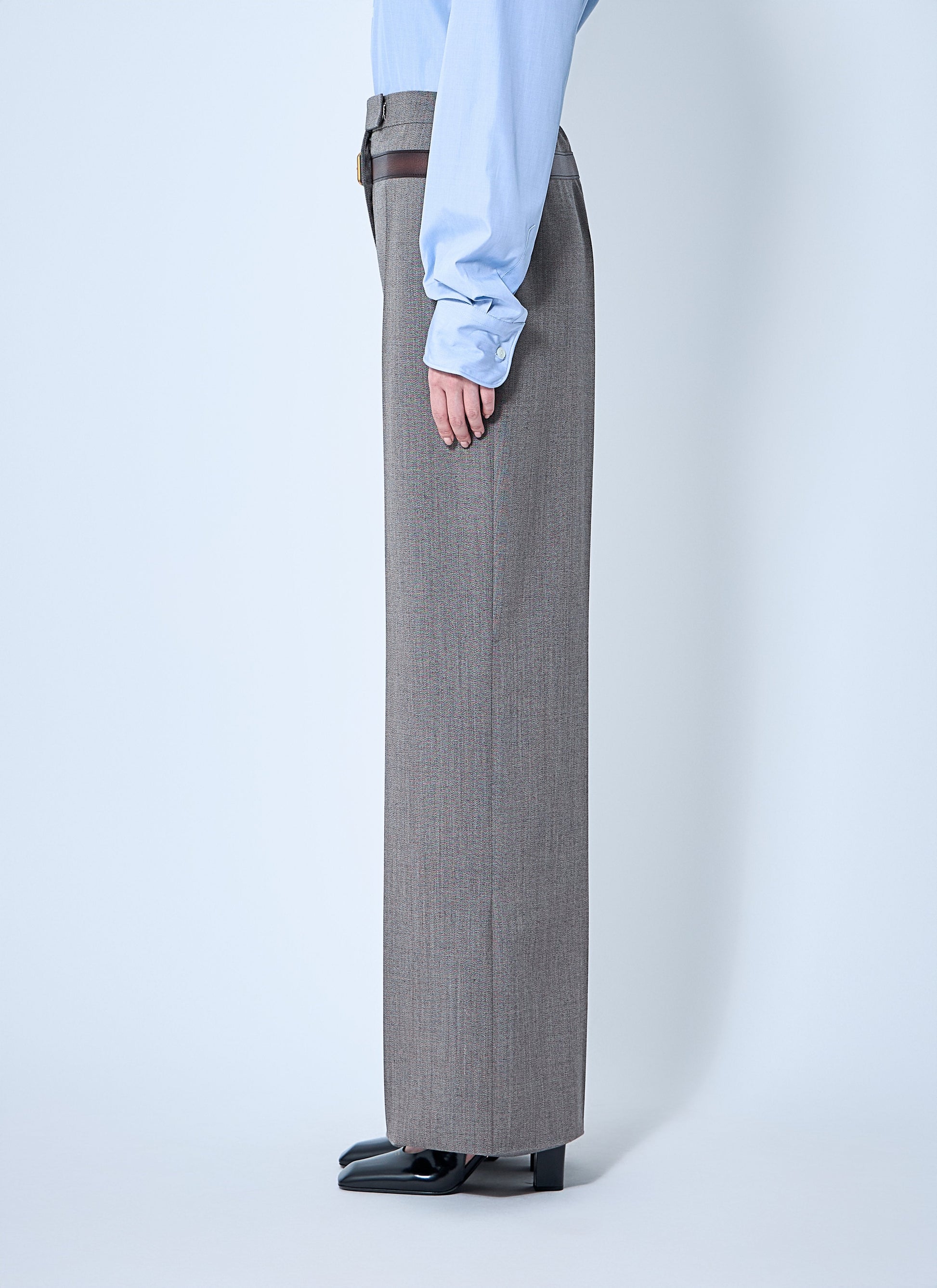 Prada Women Technical Wool Pants With Printed Belt PRADA