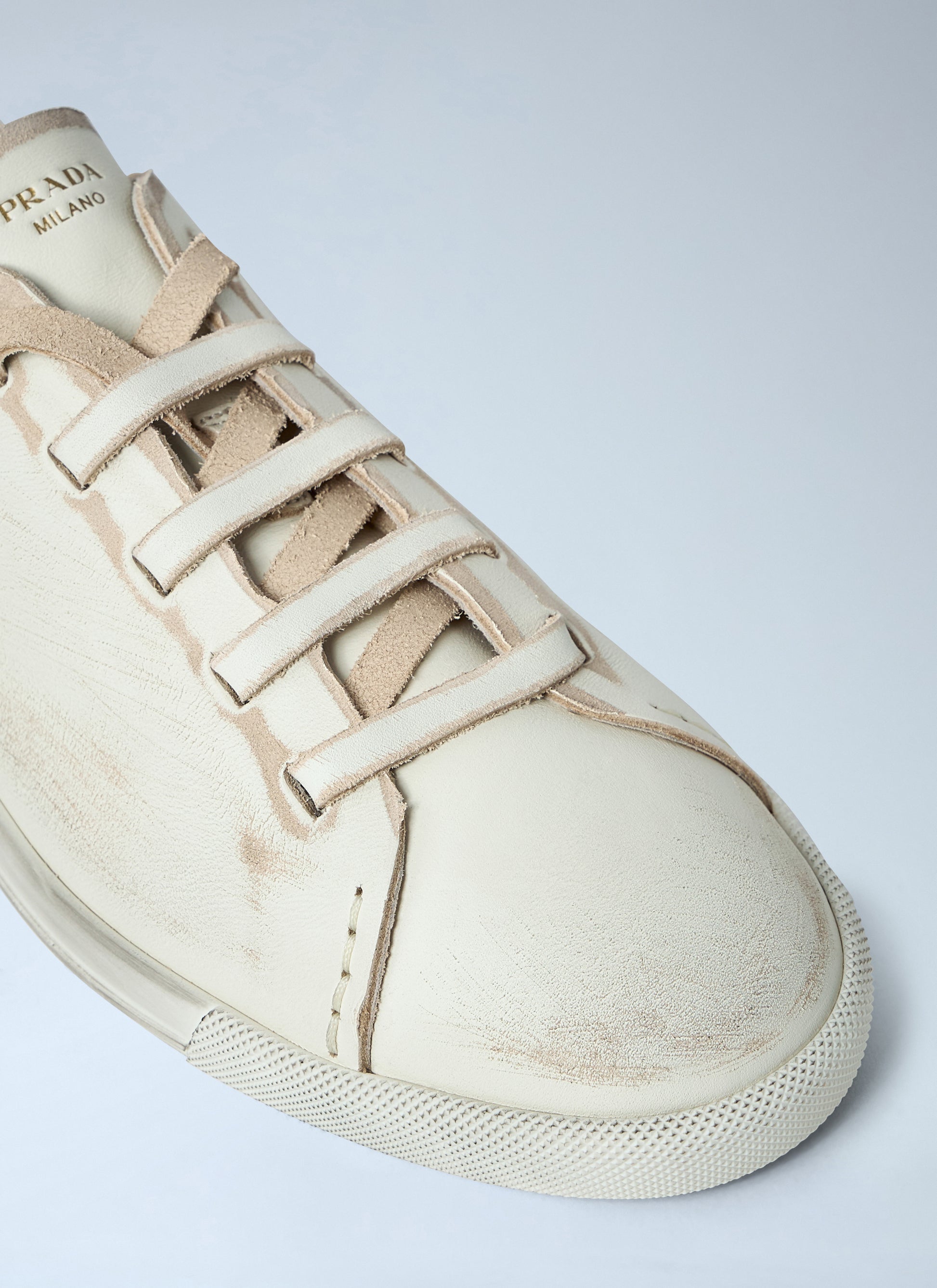 Prada Women Antiqued Leather Sneakers PRADA