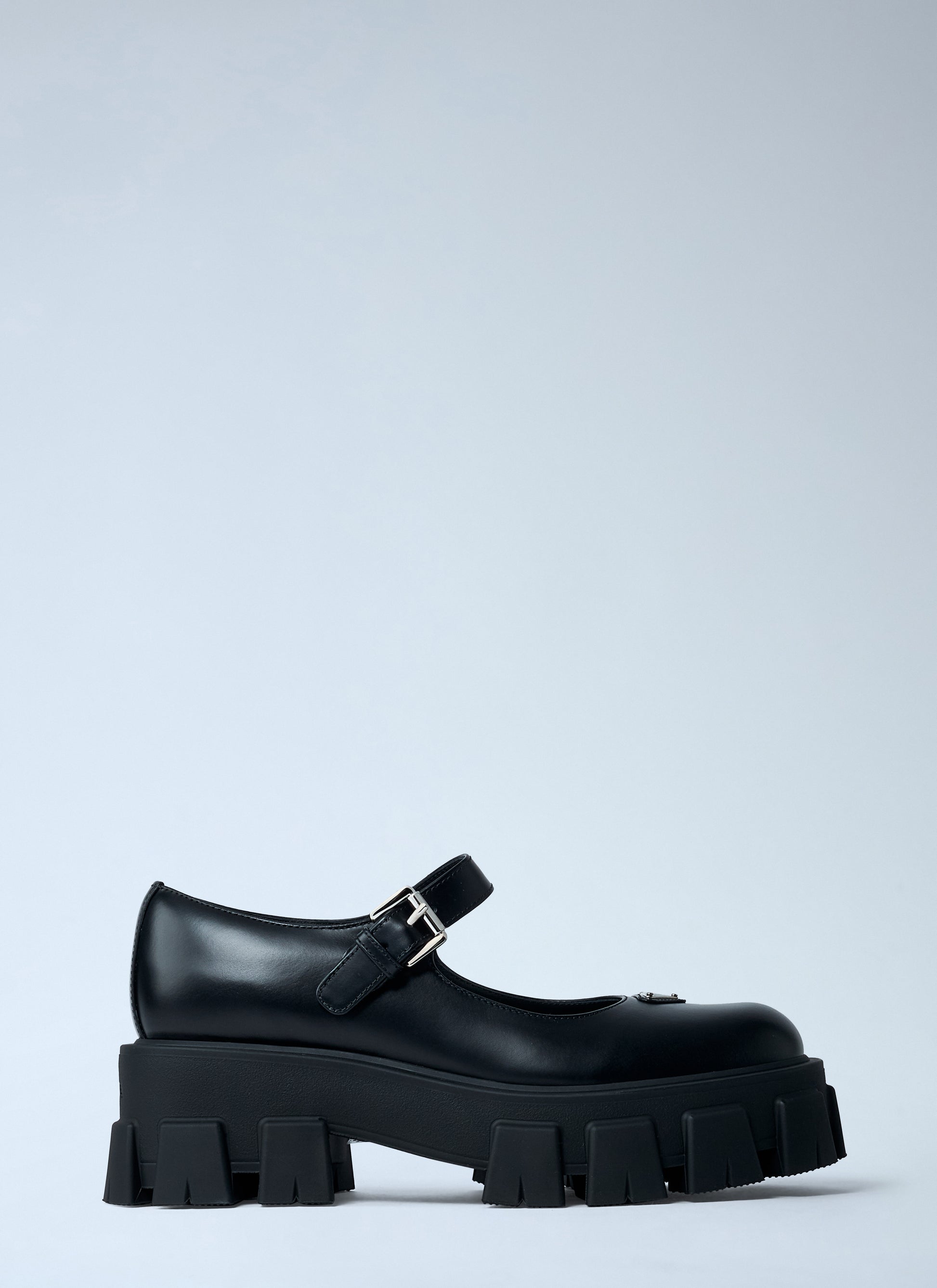 Prada Women Leather Logo Plaque Platform Flats PRADA