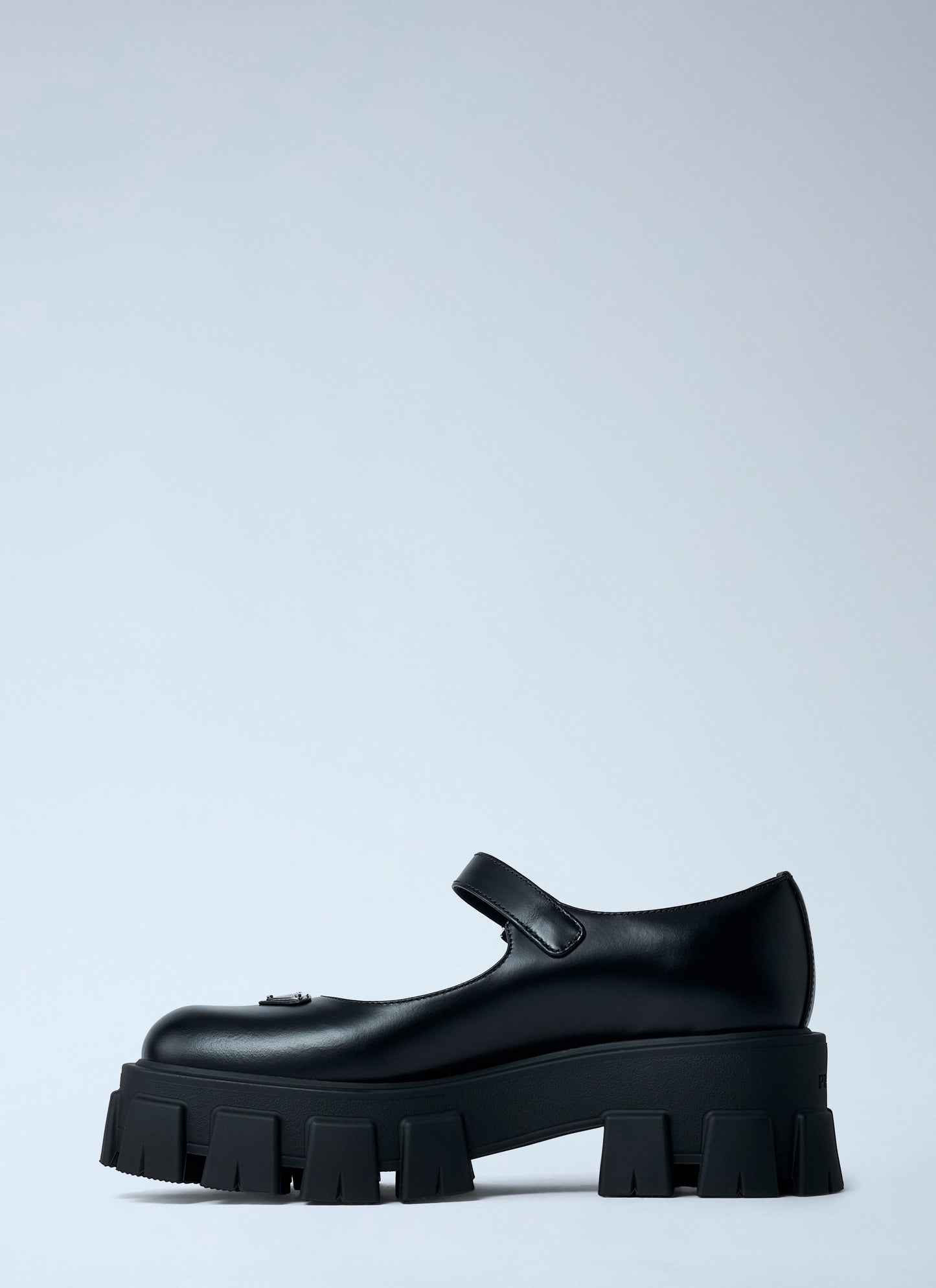 Prada Women Leather Logo Plaque Platform Flats PRADA