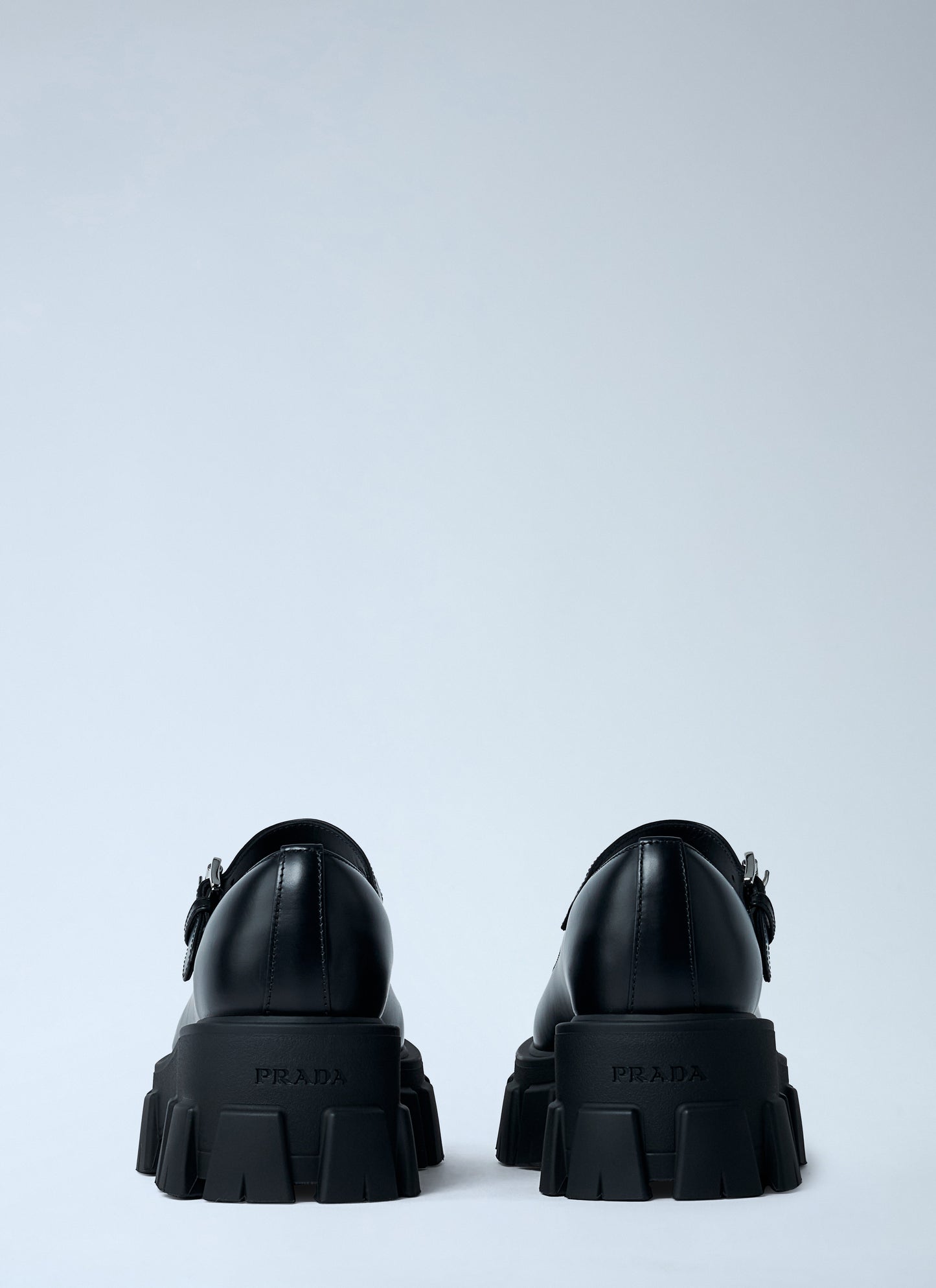 Prada Women Leather Logo Plaque Platform Flats PRADA